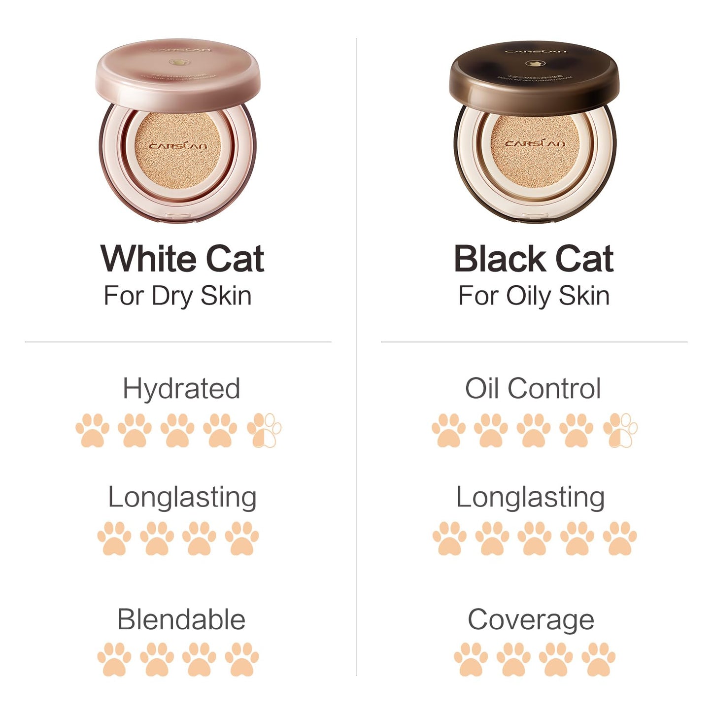 CARSLAN Lasting Air Cushion Foundation – Oil Control, Medium to Full Coverage, P01 Fair Pink (Refill Included)