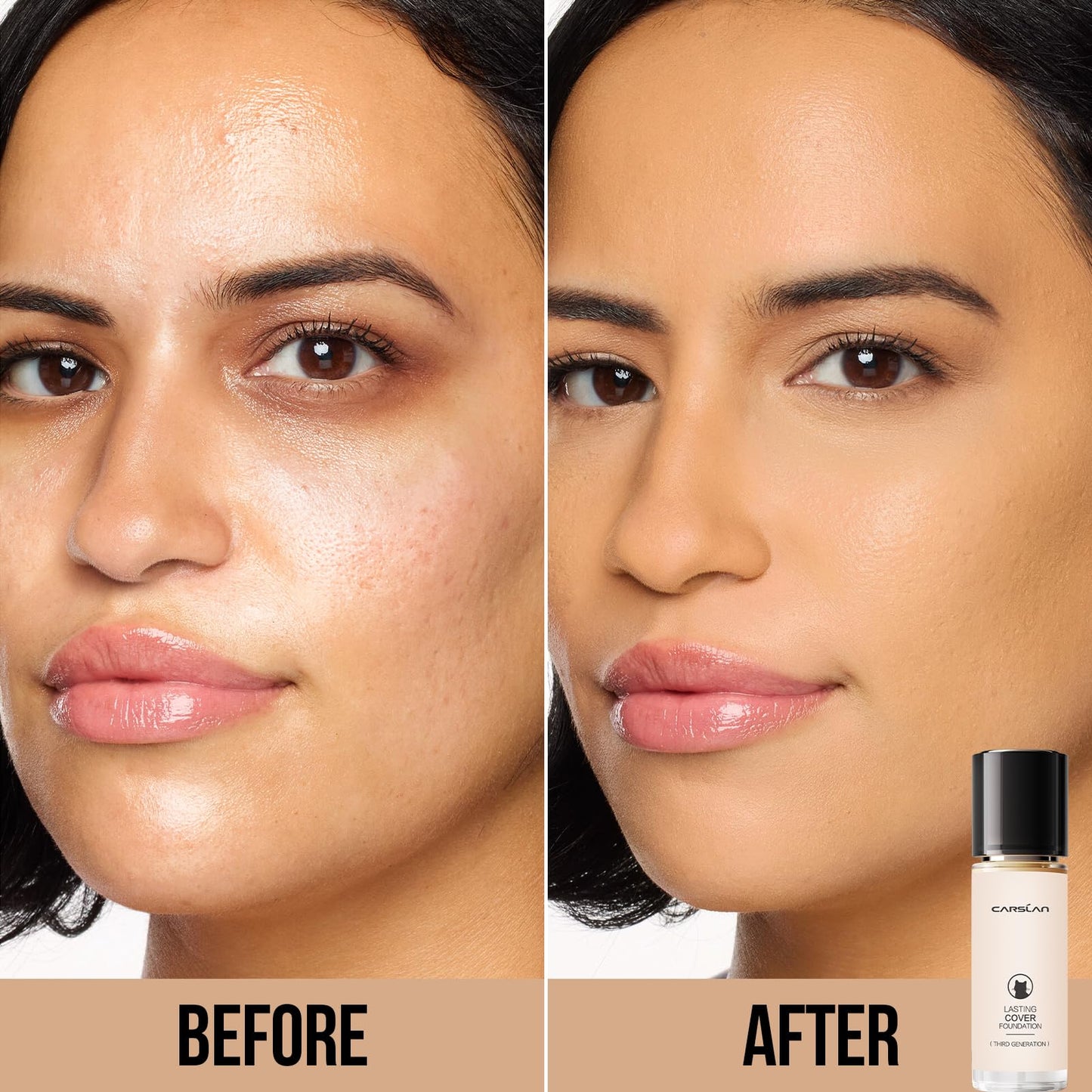 CARSLAN Lasting Cover Foundation M02 – 24H Full Coverage Matte, Oil-Free, Waterproof