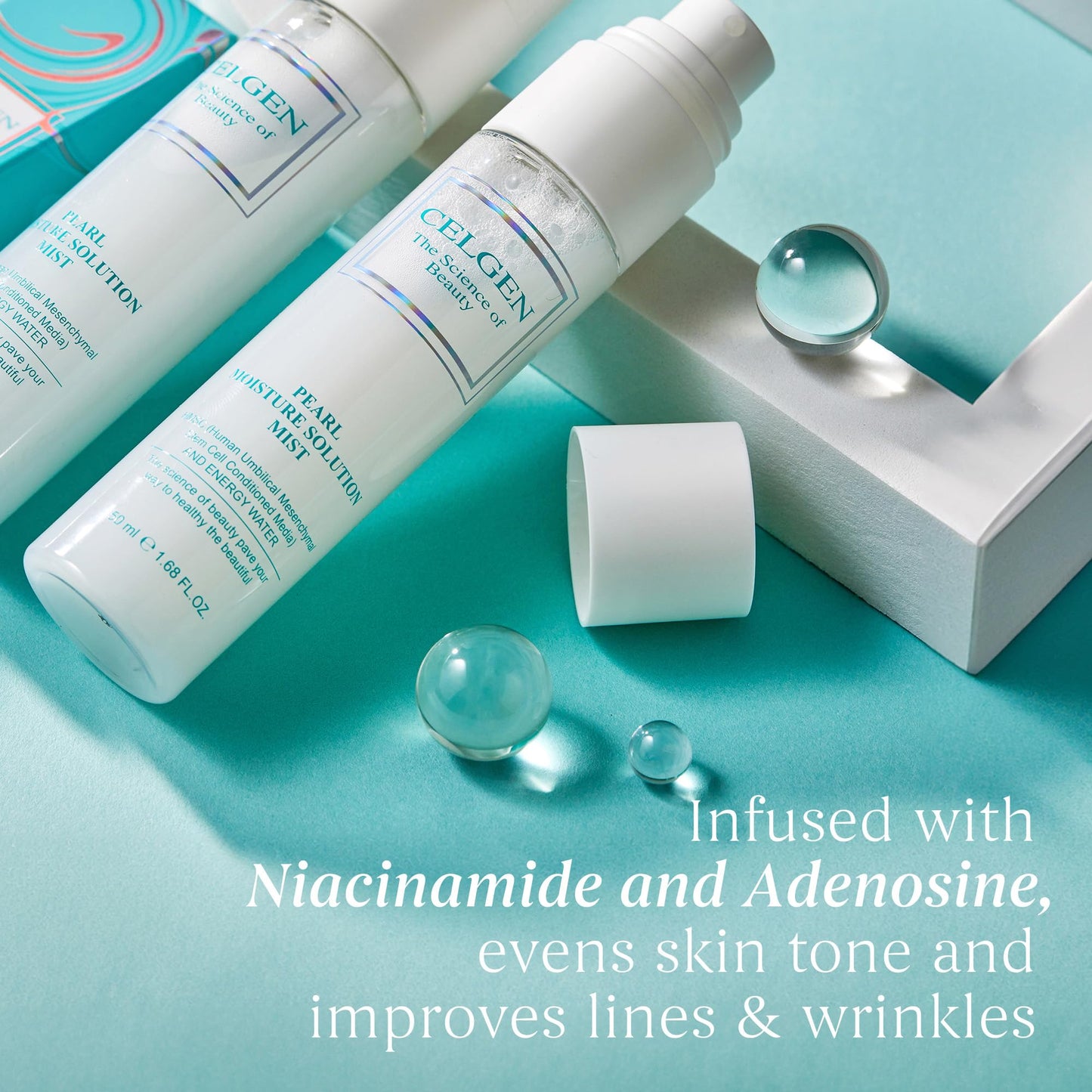 Celgen Pearl Moisture Solution Mist – Ultra Fine 3-in-1 Setting Spray with Niacinamide & Pearl Extract