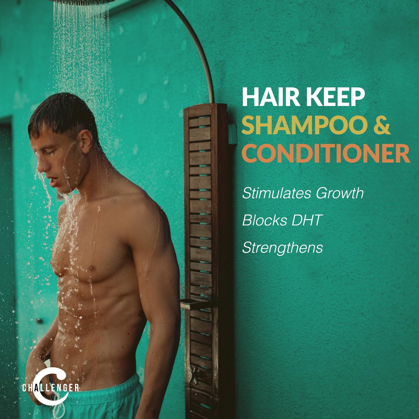 Challenger Men's Hair Keep Shampoo & Conditioner - 2x10oz Duo with Baicapil & DHT Blockers