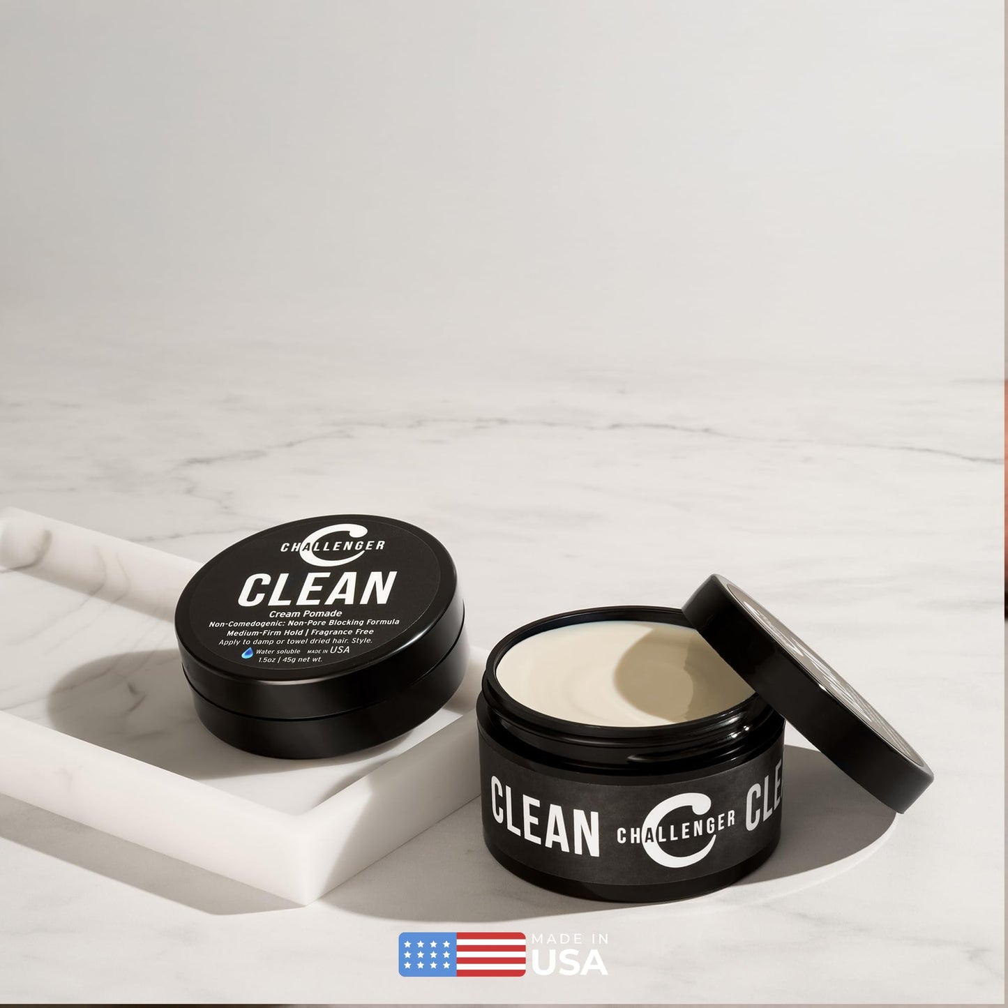 Challenger Fragrance-Free Cream Pomade Combo – Non-Comedogenic, Matte Finish, Medium Hold (3oz & 1.5oz Jars)