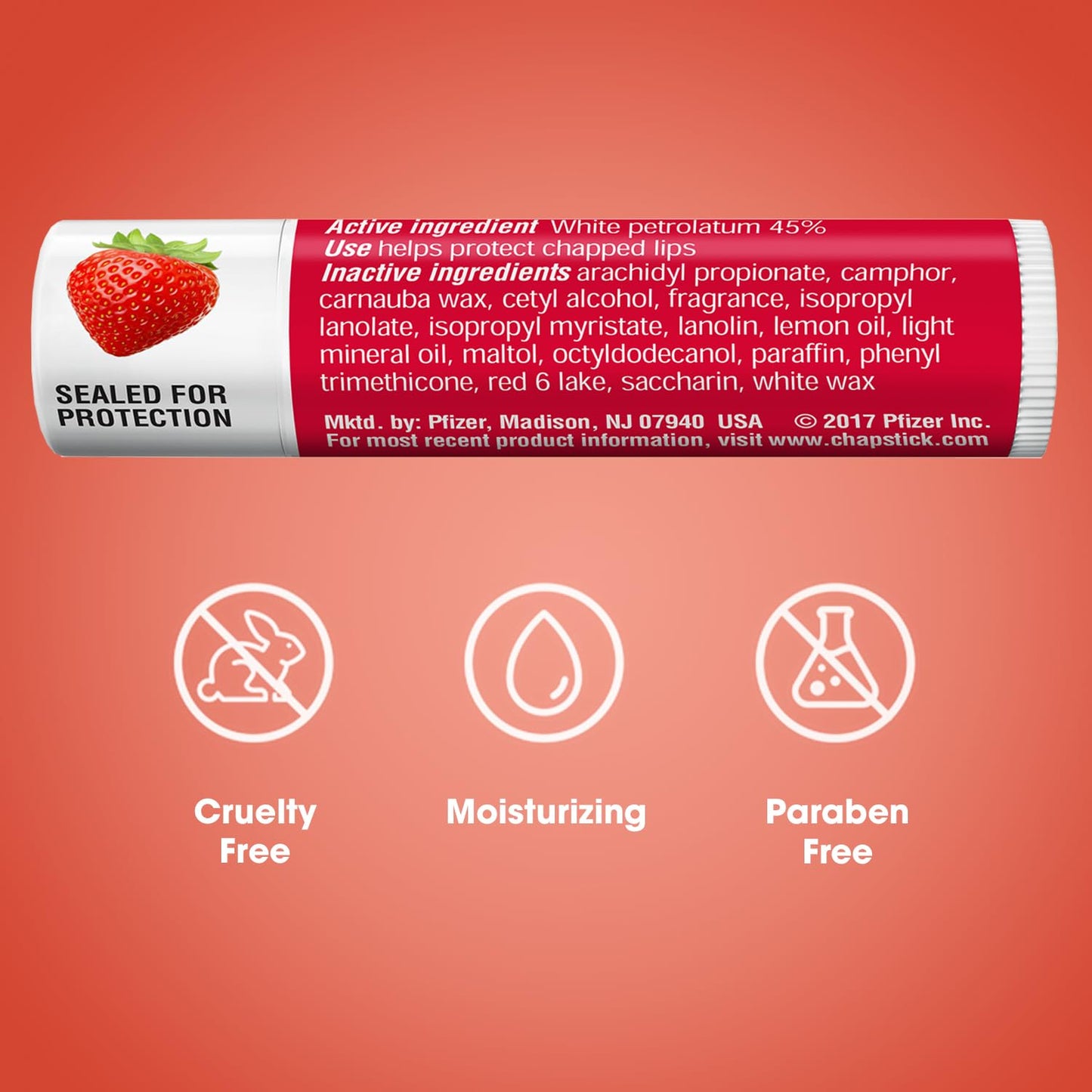 ChapStick Lip Care Classic Strawberry 12-Count Bulk – Moisturizing Lip Balm 0.15 oz