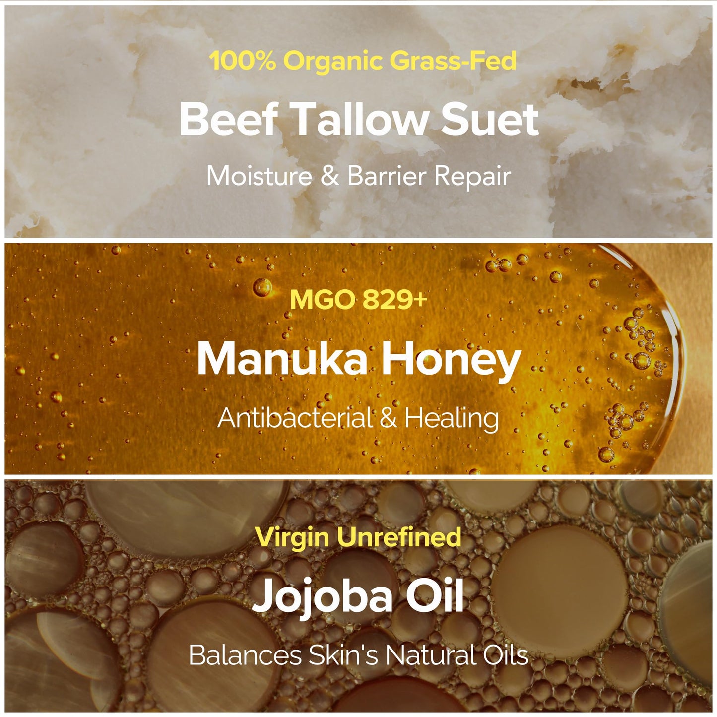 Cinder Brands 100% Grass-Fed Suet Beef Tallow & Manuka Honey Balm – Natural Moisturizer for Face & Body