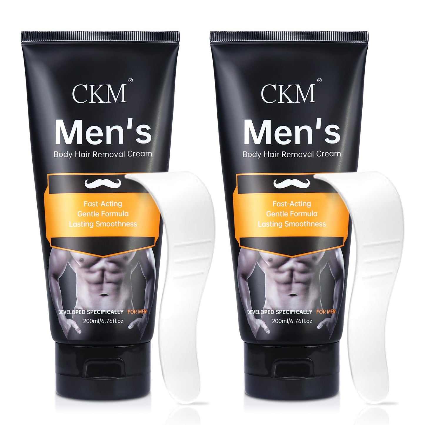 CKM Hair Removal Cream for Men — Painless Depilatory Gel, 6.76 FL OZ Pack of 2 (All Skin Types)