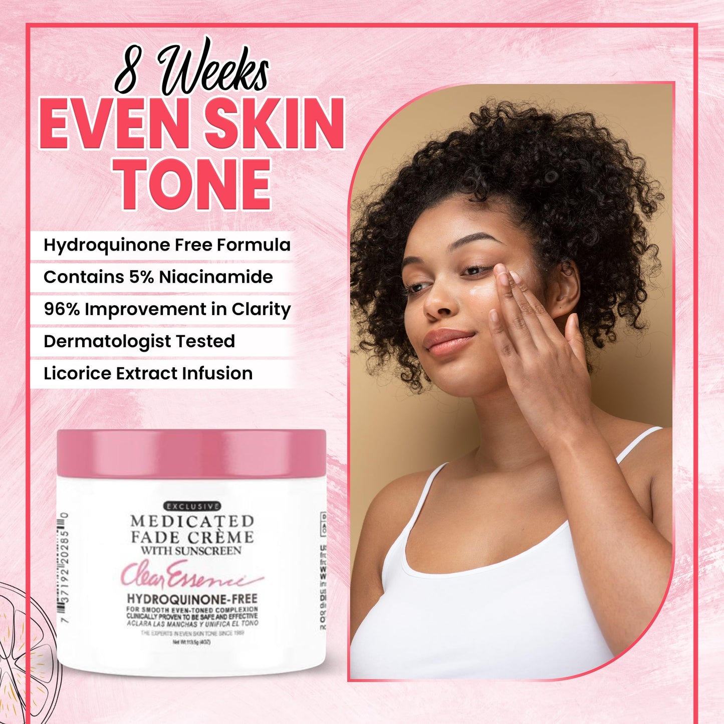 Clear Essence Exclusive Medicated Fade Creme with Sunscreen - Fade Cream for Dark Spots & Even Skin Tone | 4 Oz