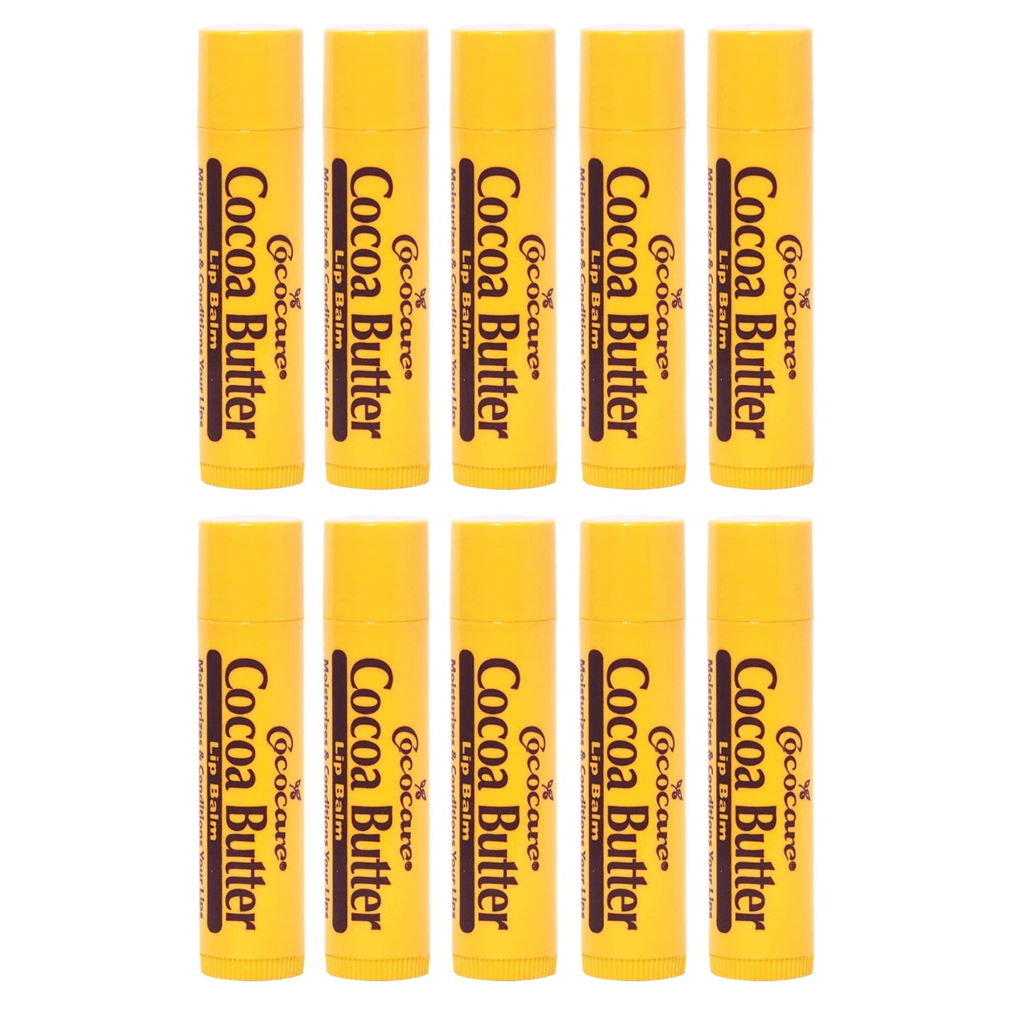 COCOCARE Cocoa Butter Lip Balm - The Little Yellow Stick | Hydrating Lip Care 0.15oz (10 Sticks)