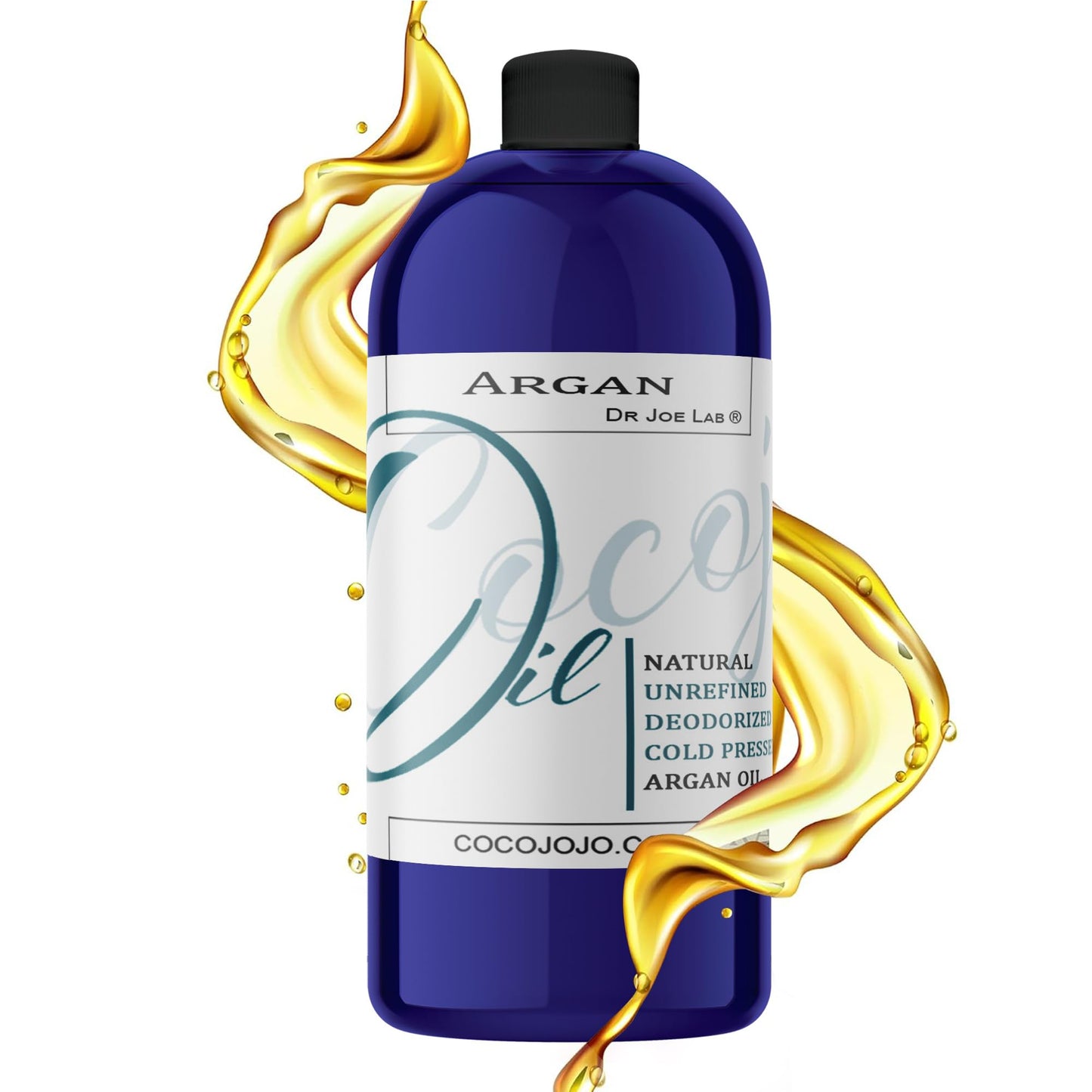cocojojo Argan Oil Deodorized – 32 oz Cold-Pressed Unrefined Oil for Hair & Face