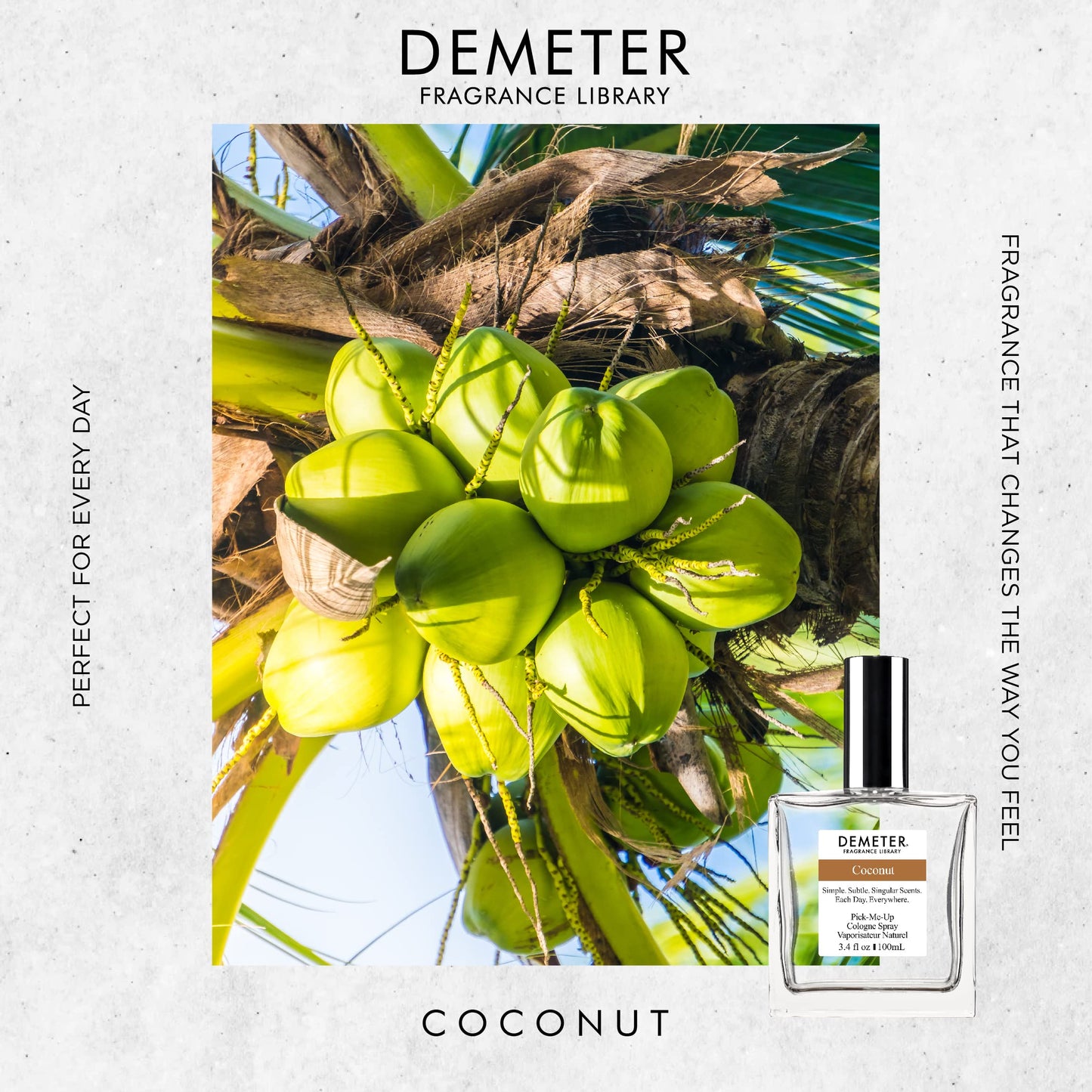 DEMETER Fragrance Library Coconut Cologne Spray 3.4 oz | Fresh Coconut Scent
