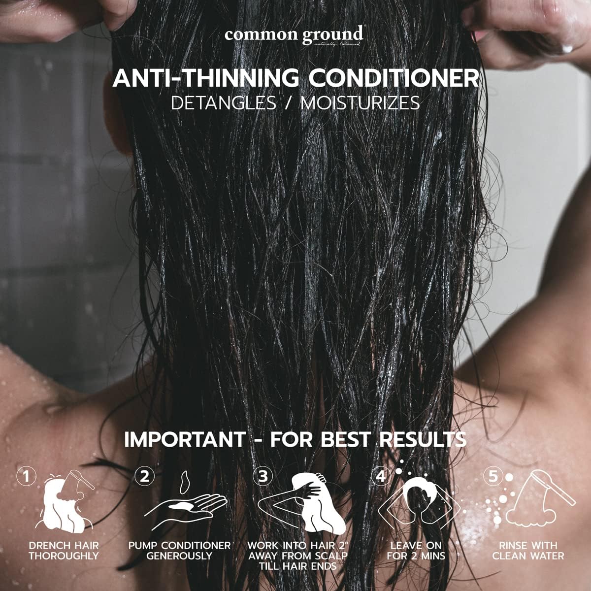 Common Ground Anti-Thinning Shampoo & Conditioner Set – Plant-Based, Bergamot & Rosemary, DHT Support