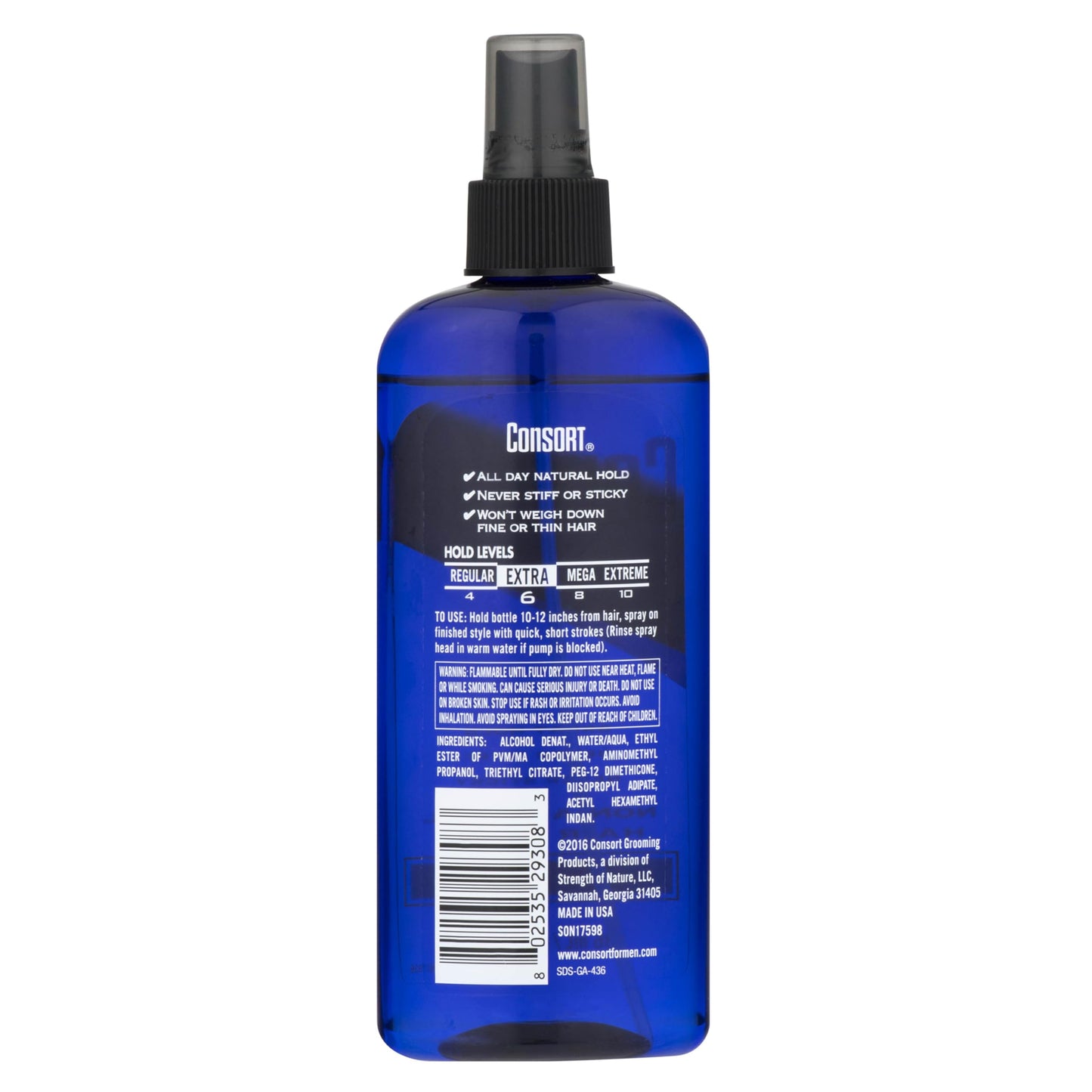 Consort For Men Hair Spray – Non-Aerosol Unscented Extra Hold 8 oz (Pack of 5)