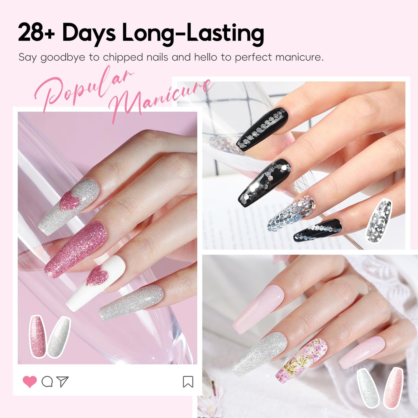 COSCELIA 58PCS Acrylic Nail Kit for Beginners | Complete Home Salon Set with UV Lamp, Drill & 24 Glitter Powders