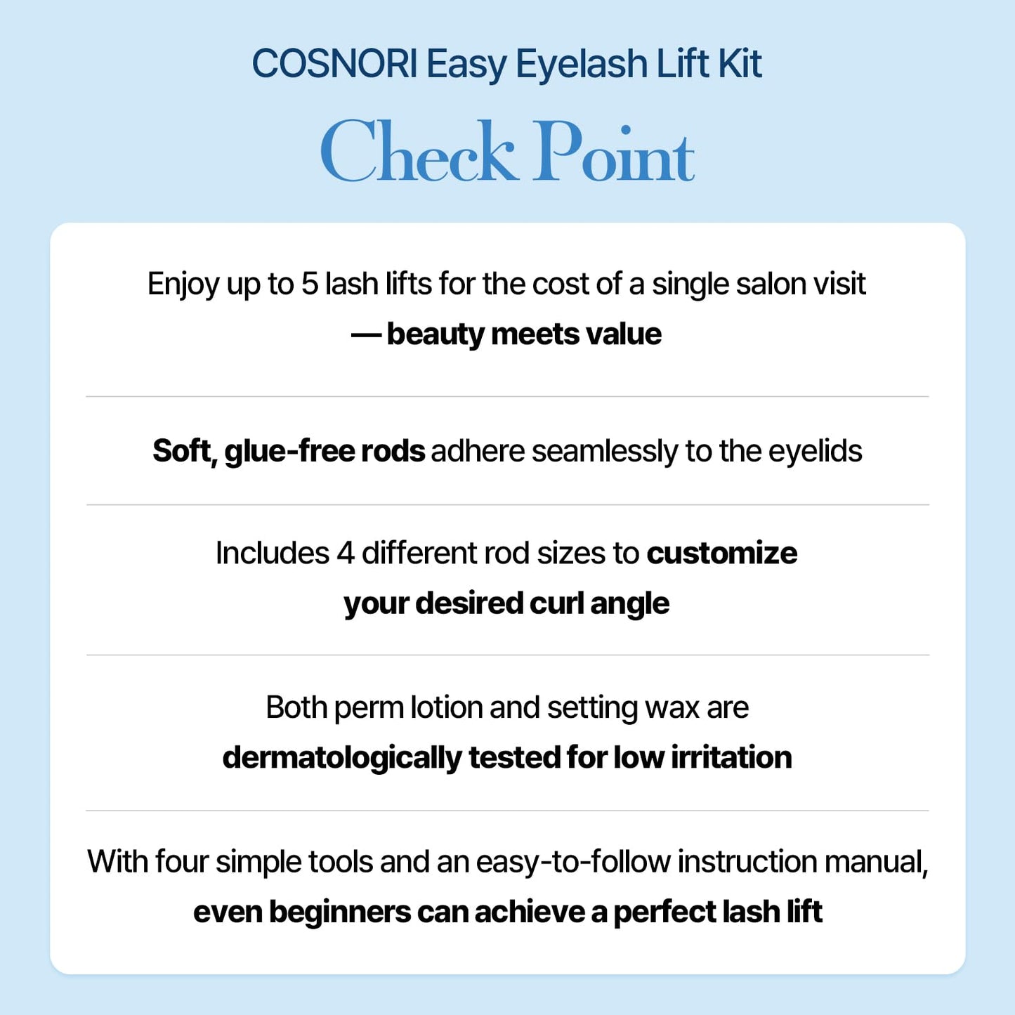 COSNORI Easy Eyelash Lift Kit — DIY Lash Perm, No Glue Rods, 5 Uses