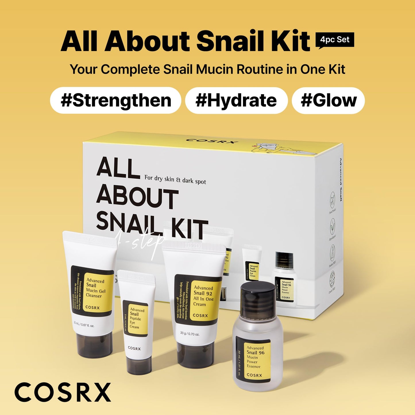 COSRX All About Snail Mucin Travel Set – 4-Piece Skincare Kit