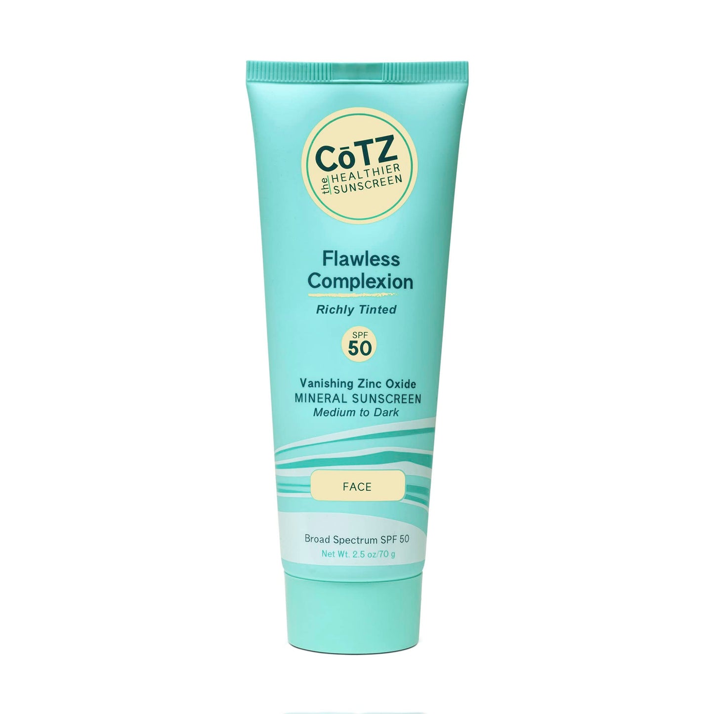CoTZ Flawless Complexion: Richly Tinted Mineral Sunscreen SPF 50 for Medium–Dark Skin Tones | All Skin Types | 2.5oz