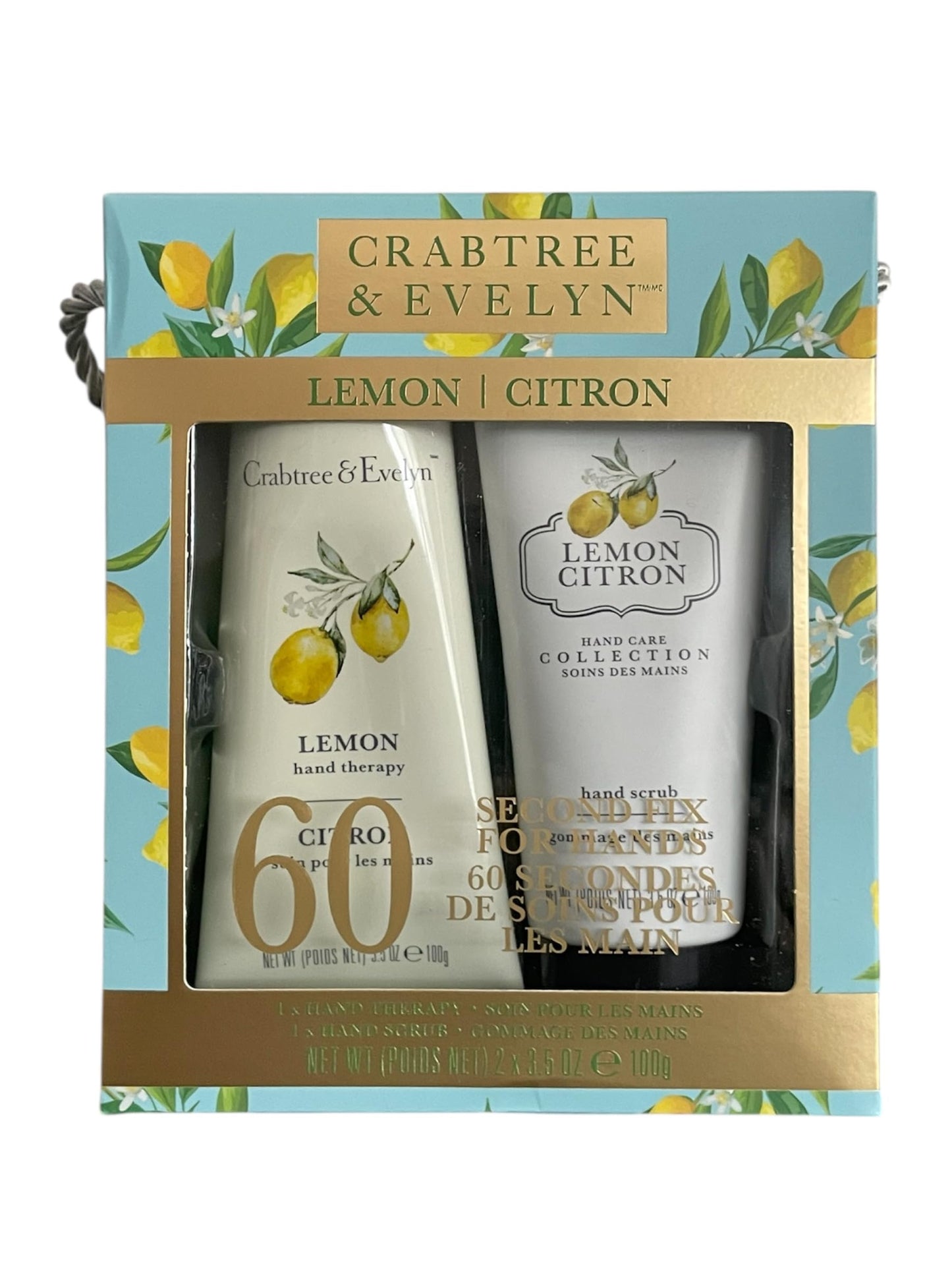 Crabtree & Evelyn Lemon Citron Hand Therapy Cream & Hand Scrub Set – 3.5 oz Each