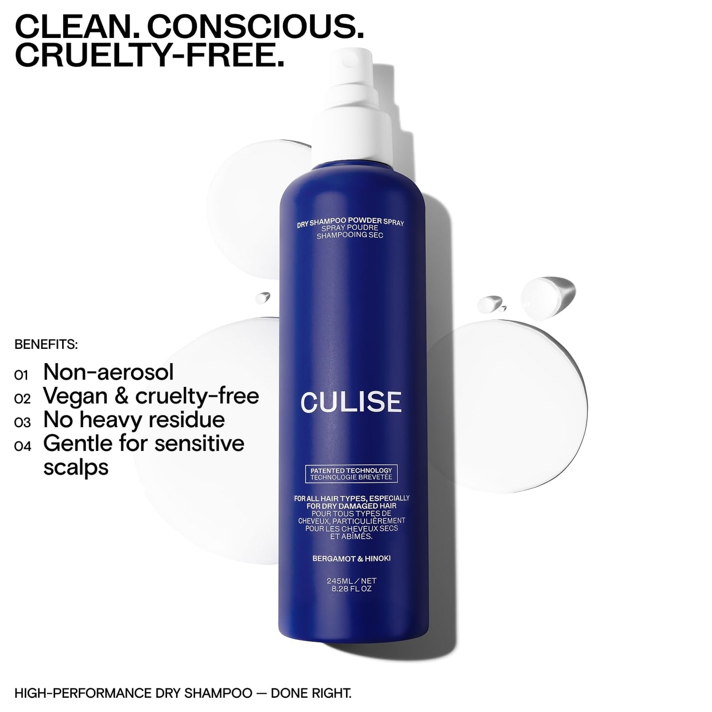 CULISE Korean Dry Shampoo Powder Spray - Non-Aerosol, oil absorption & root refresh (16-Week Supply)