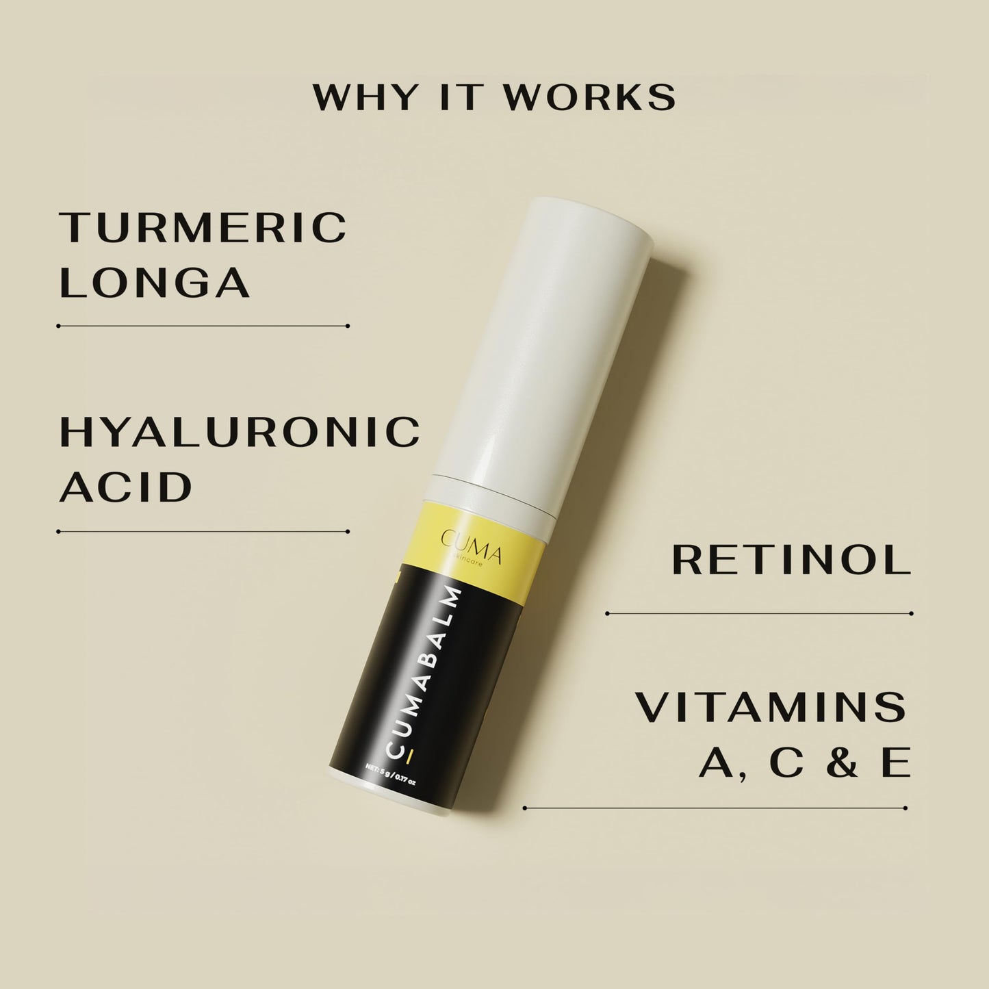 CumaBalm™ Eye Balm with Turmeric & Retinol – Vegan Depuffing, Brightening & Hydration by CUMA