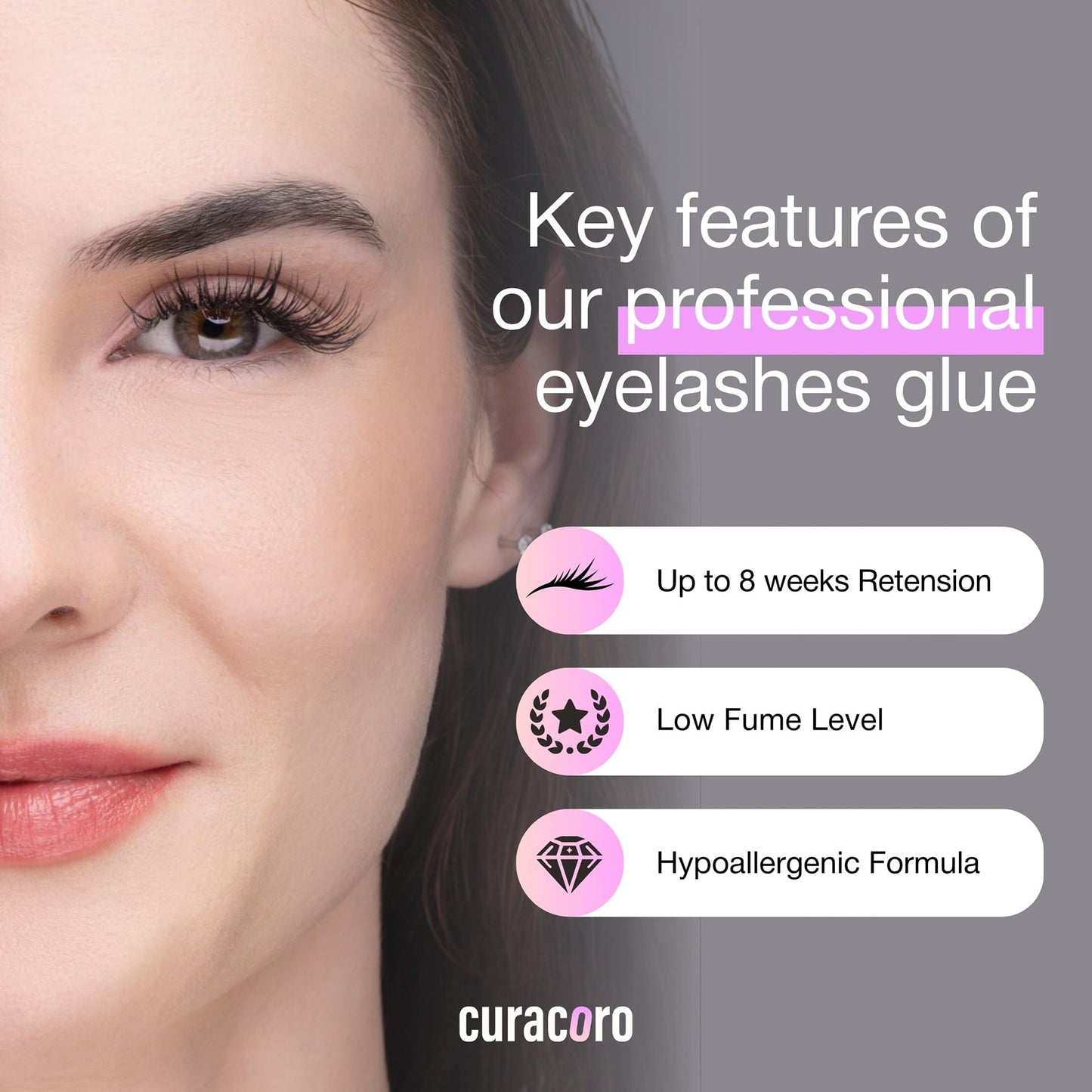Curacoro Professional Eyelashes Glue – Extra Strong Salon Adhesive (0.17 fl oz) Clear & Black