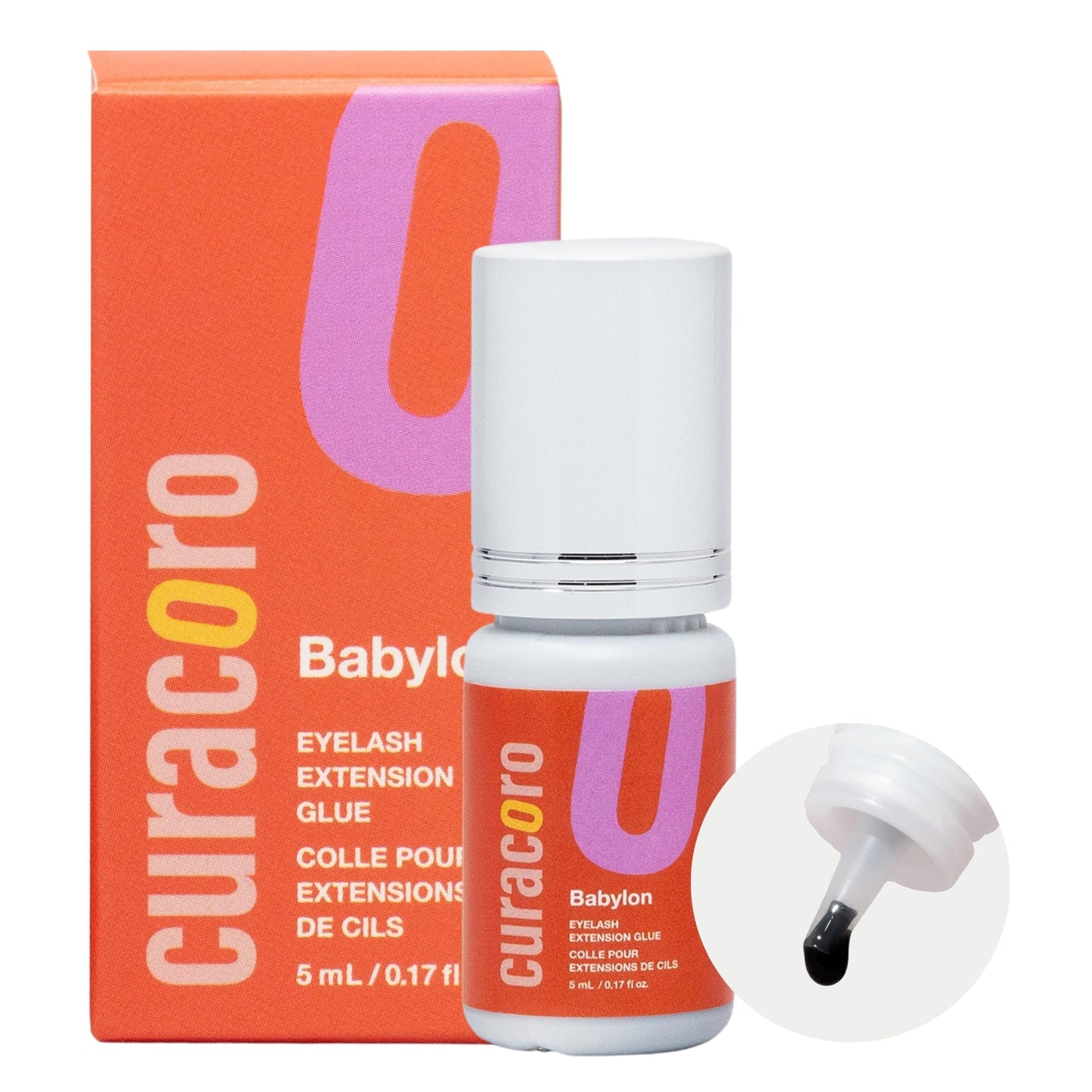 CURACORO Professional Eyelashes Glue — Extra-Strong Salon Adhesive (0.17 fl oz / 5 ml), Clear & Black, 0.5–3 Sec Dry Time, 7–8 Week Retention