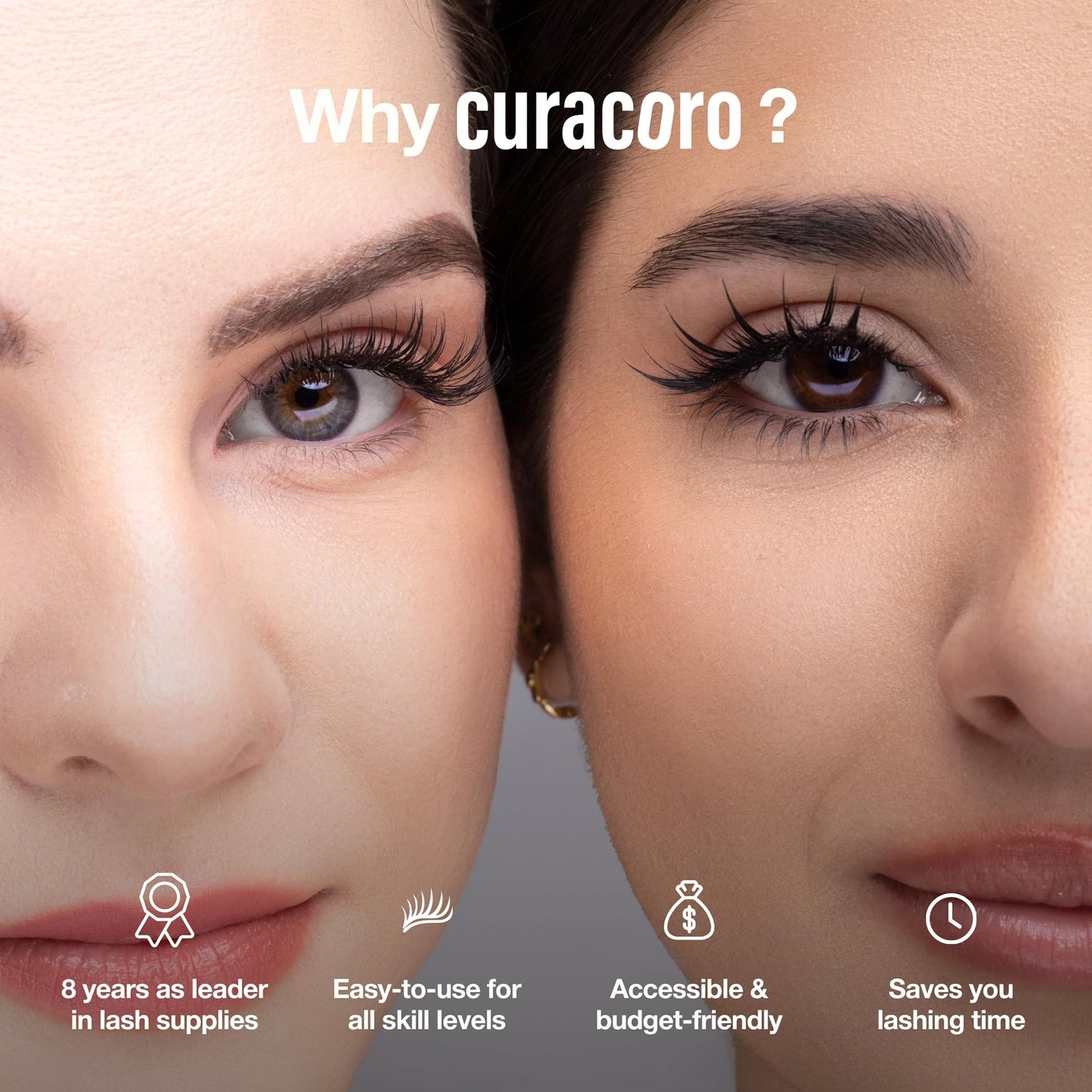 Curacoro Professional Eyelashes Glue - Extra Strong Adhesive for Salon Use, Clear & Black, Multiple Drying Times (0.5-3 Sec), 0.17 fl.oz / 5ml, 7-8 Week Retention - for Trained Lash Technicians Only
