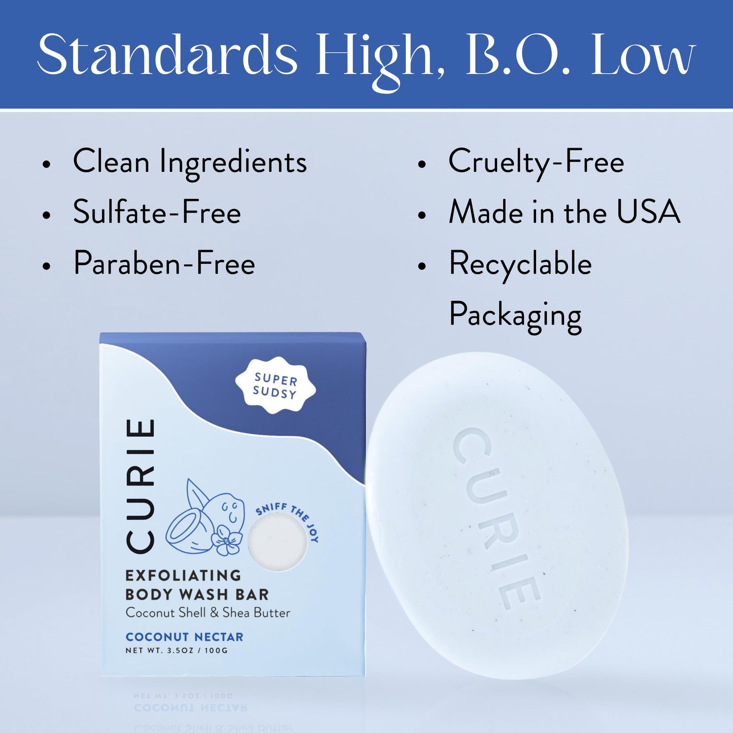 Curie Coconut Nectar Exfoliating Bar – Gentle, Vegan, Sulfate-Free 3-Pack