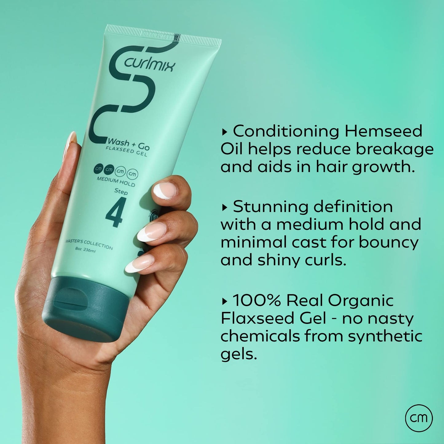 CurlMix Flaxseed Gel – Medium Hold for Defined, Elongated Curls | Wash + Go for Curly Hair