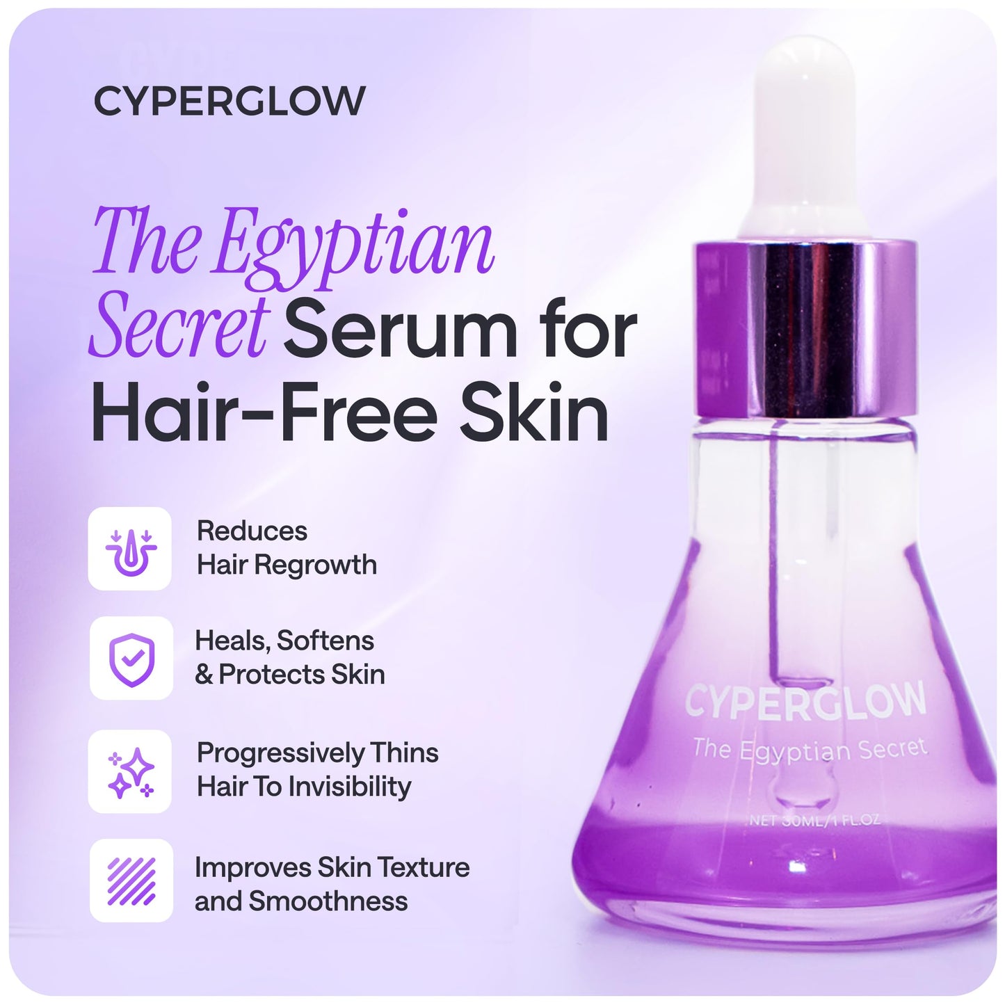 CYPERGLOW Cyperus Rotundus Skin Serum Oil – Natural Hair-Reducing & Shaving Oil for Women