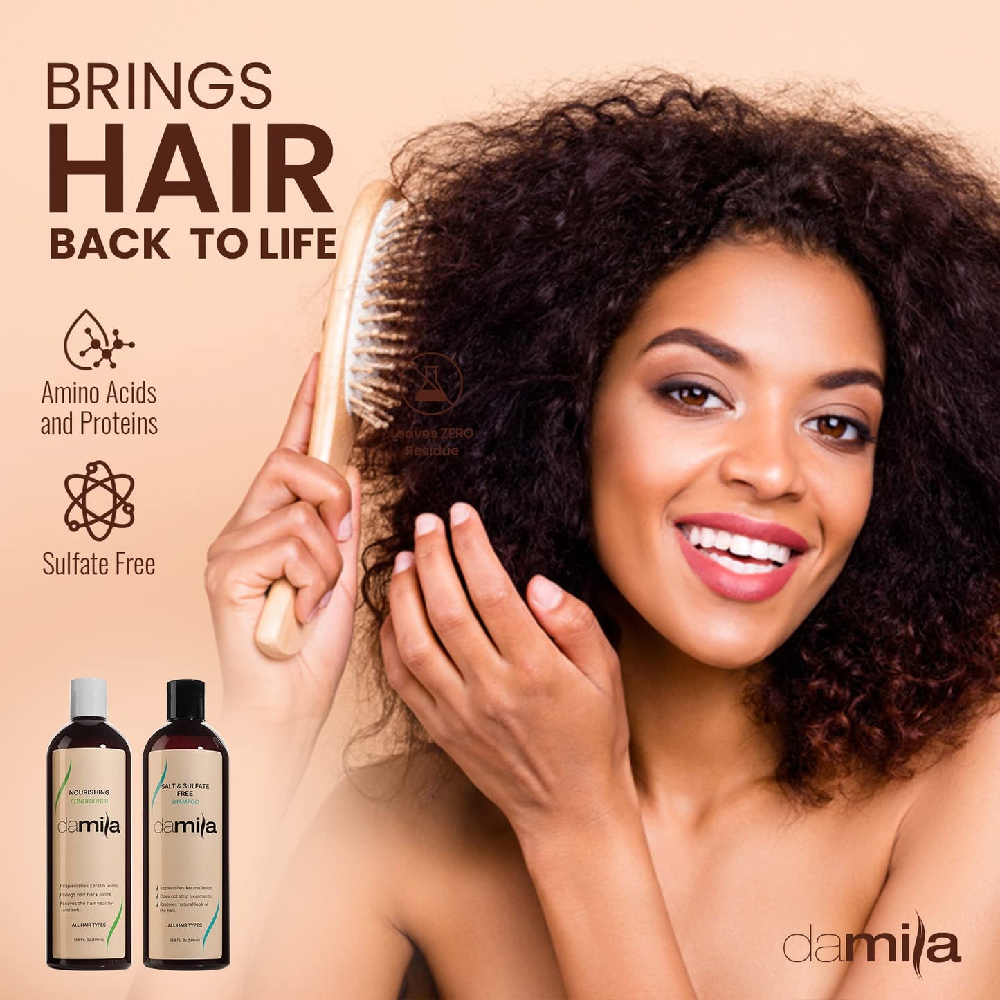 Damila Salt & Sulfate Free Shampoo & Conditioner for Keratin & Color-Treated Hair – Professional Keratin Value Pack (16.9 oz)