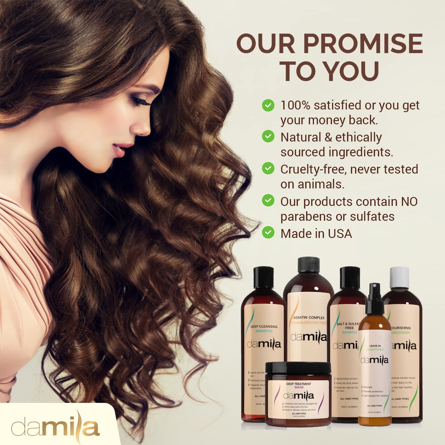 Damila Salt & Sulfate Free Shampoo & Conditioner for Keratin & Color-Treated Hair – Professional Keratin Value Pack (16.9 oz)