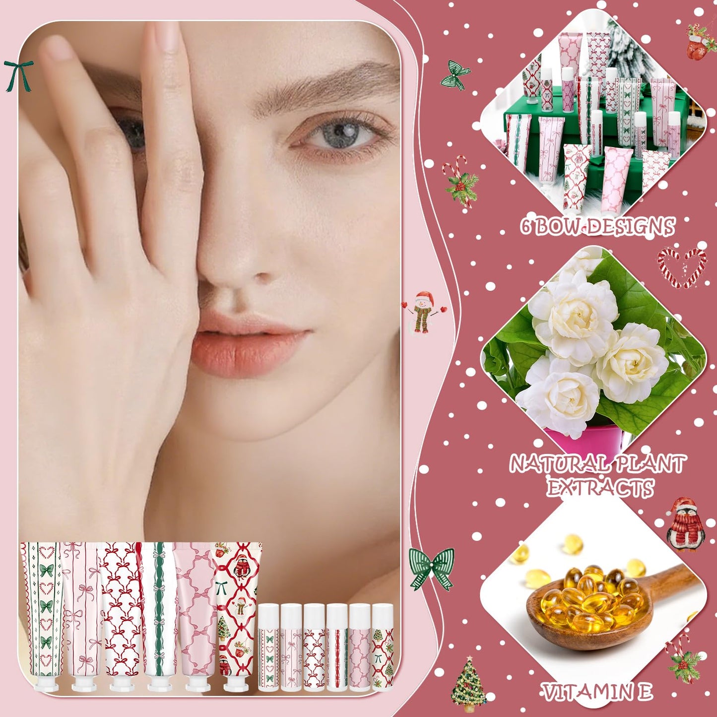 Dansib 72-Piece Valentine’s Day Hand Cream & Lip Balm Gift Set – 36 Sets, Travel Size, 6 Scents