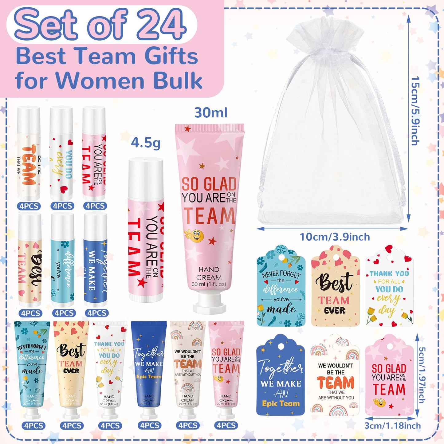 Dansib 24set/96pcs Best Team Ever Gifts – Coworker Appreciation Gift Set