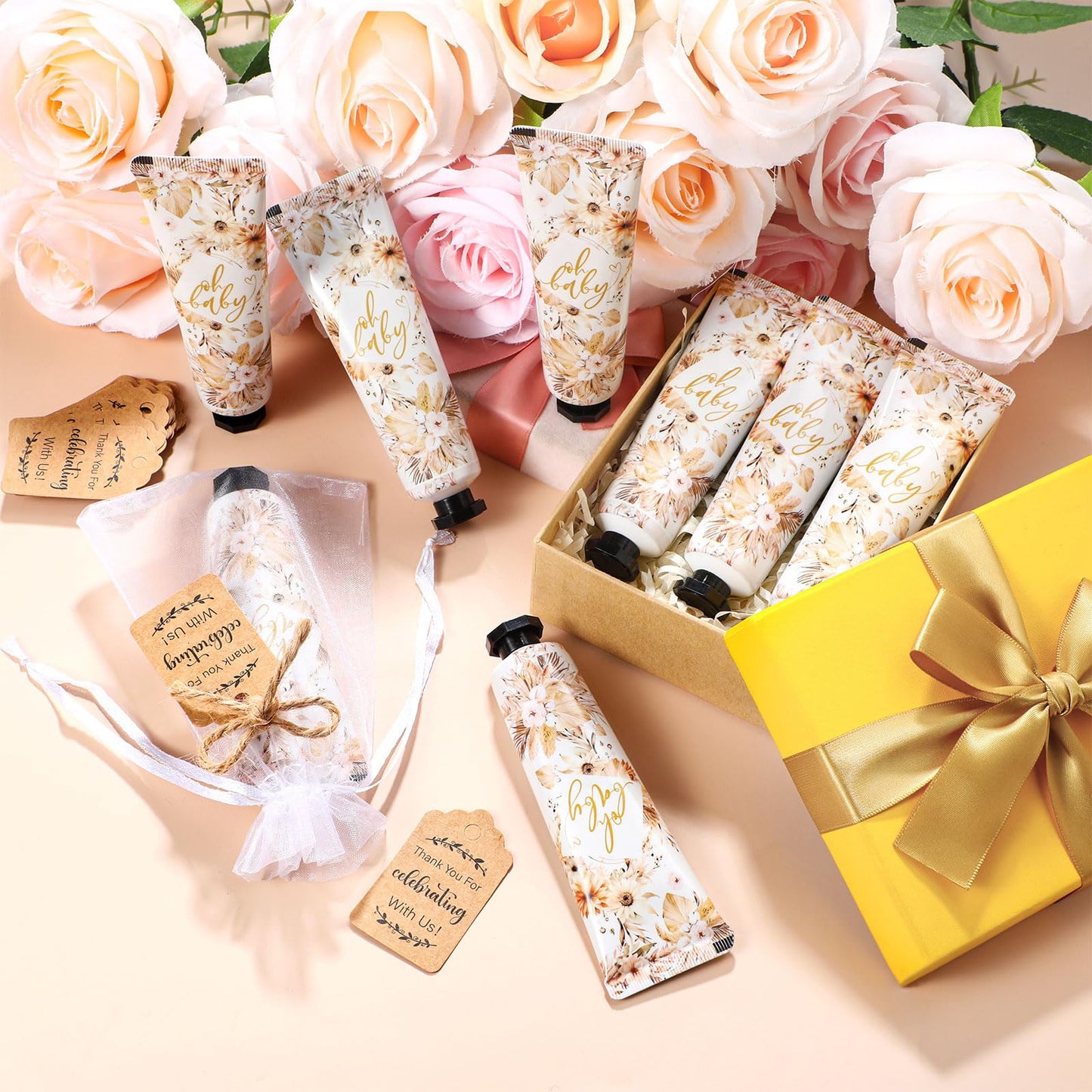 Dansib 48-Set Baby Shower Hand Cream Gift Set | Boho Guest Favors, 30ml Travel Size