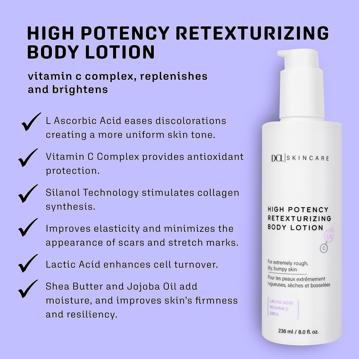 DCL Skincare High Potency Retexturizing Body Lotion – 8 fl oz