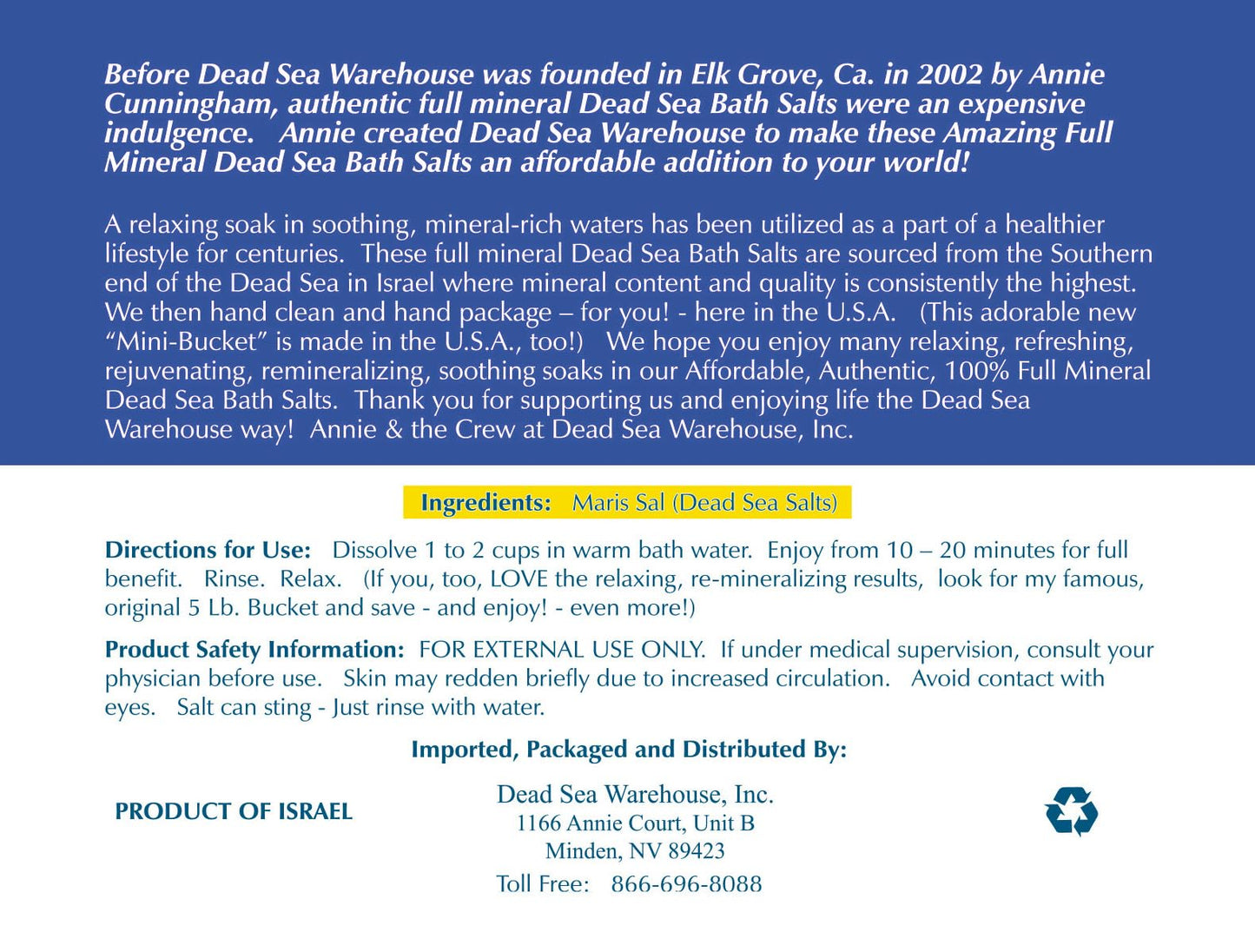 Dead Sea Warehouse Unscented Dead Sea Salt Bath Soaks – 2 lbs x 2 Pack for Relaxation & Skin Hydration