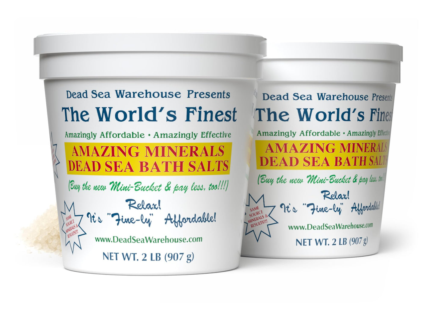 Dead Sea Warehouse Unscented Dead Sea Salt Bath Soaks – 2 lbs x 2 Pack for Relaxation & Skin Hydration