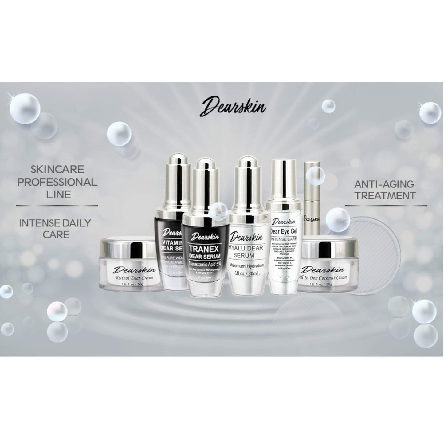Dearskin Vitamin C Dear Serum + All In One Coconut Cream Set – 20% Vitamin C Serum, Hyaluronic Acid, Vitamin E, Coconut Oil Day & Night