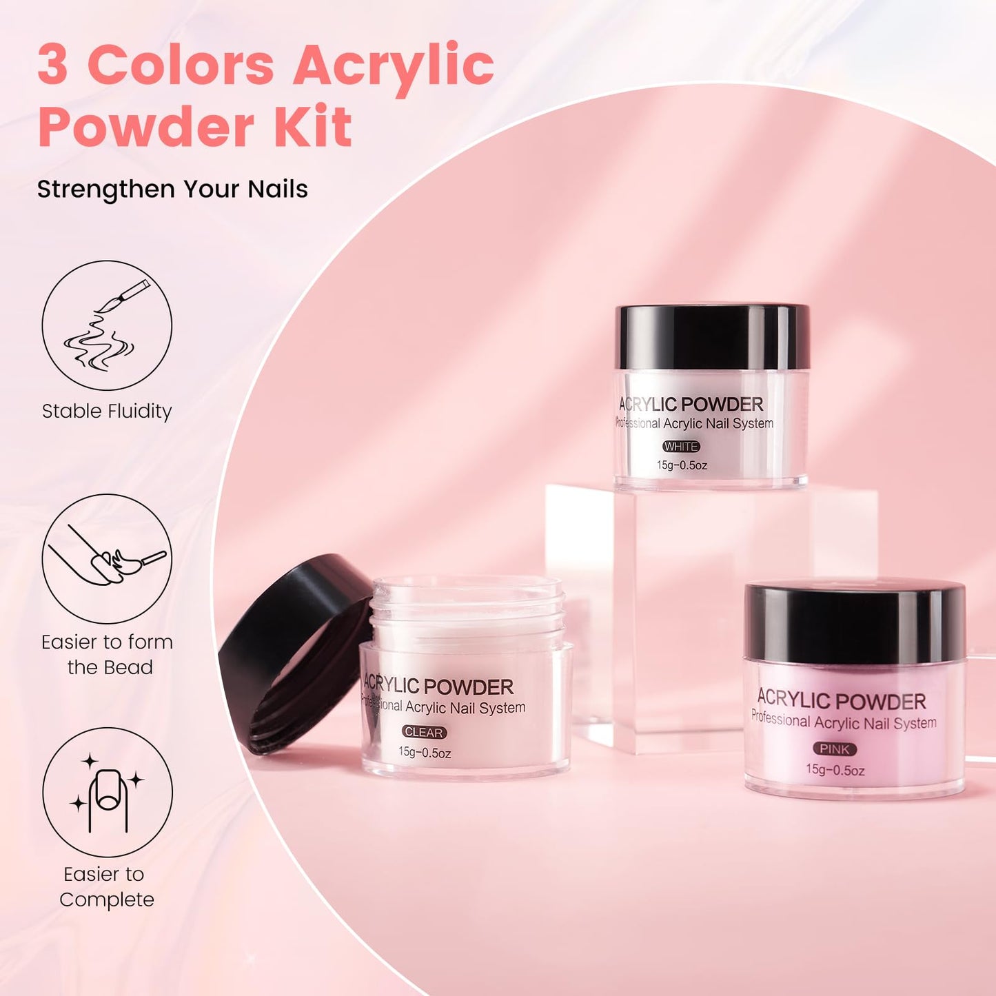Deciniee Nail Kit for Beginners — All-in-One Acrylic Powder & Liquid Set (Pink)