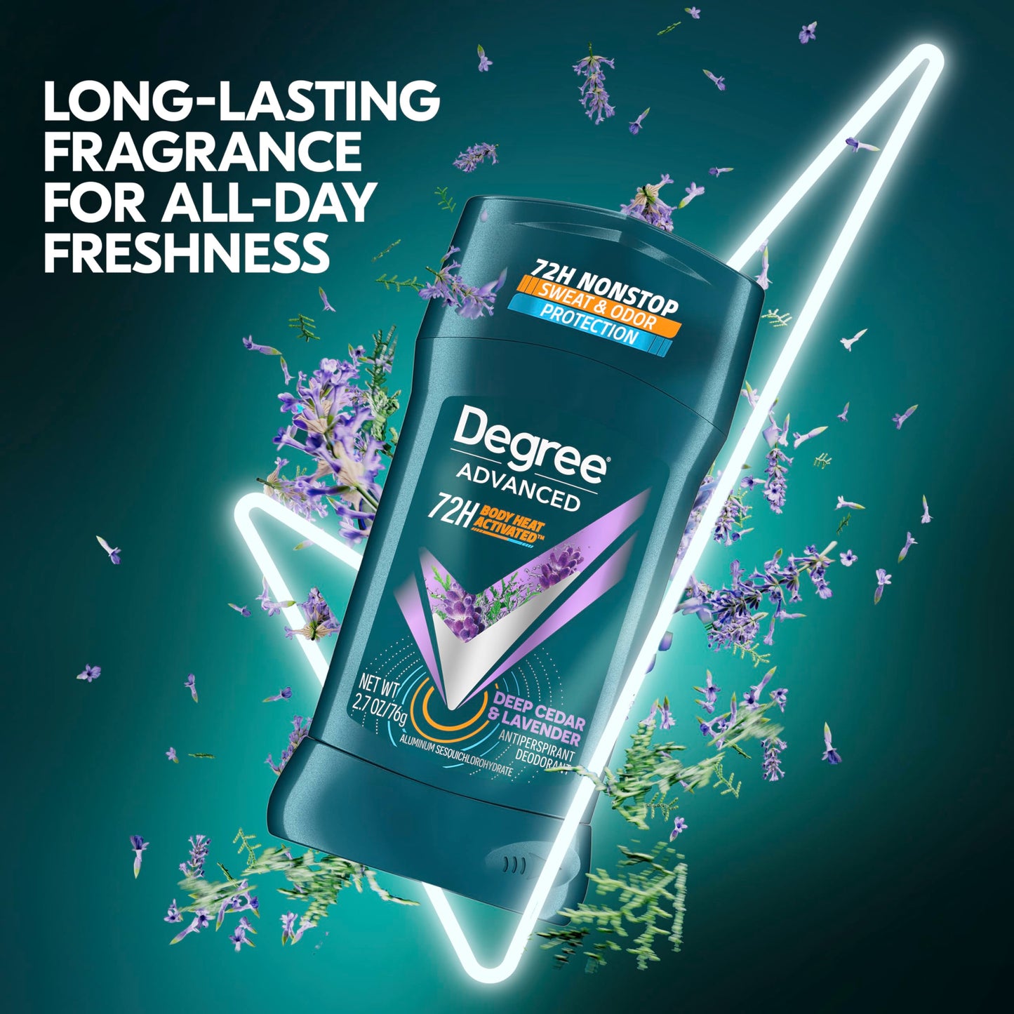 Degree Men Deep Cedar & Lavender Antiperspirant Stick – 72-Hour Sweat and Odor Protection (4 Count)