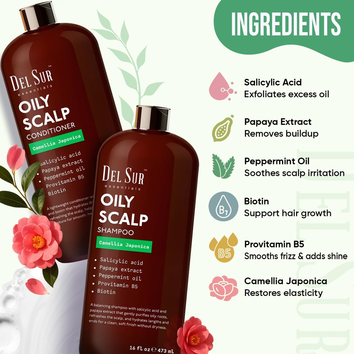 DEL SUR Clarifying Shampoo & Conditioner Set for Oily Scalp – 16 fl oz