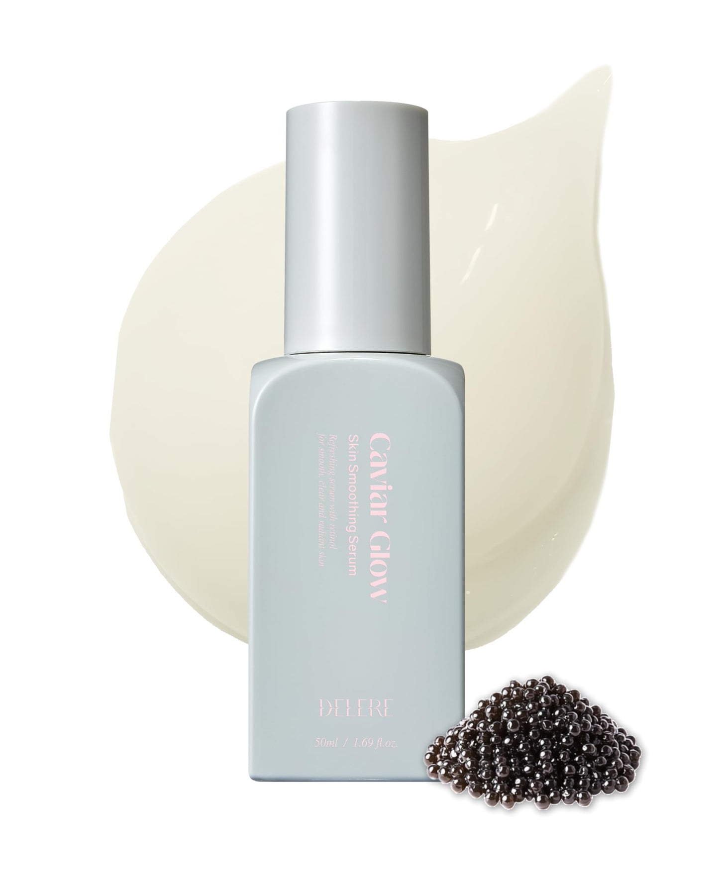 Delere Caviar Glow Serum — Smoothing Caviar Collagen with Niacinamide & Retinol for Radiant Glass Skin | 1.7oz