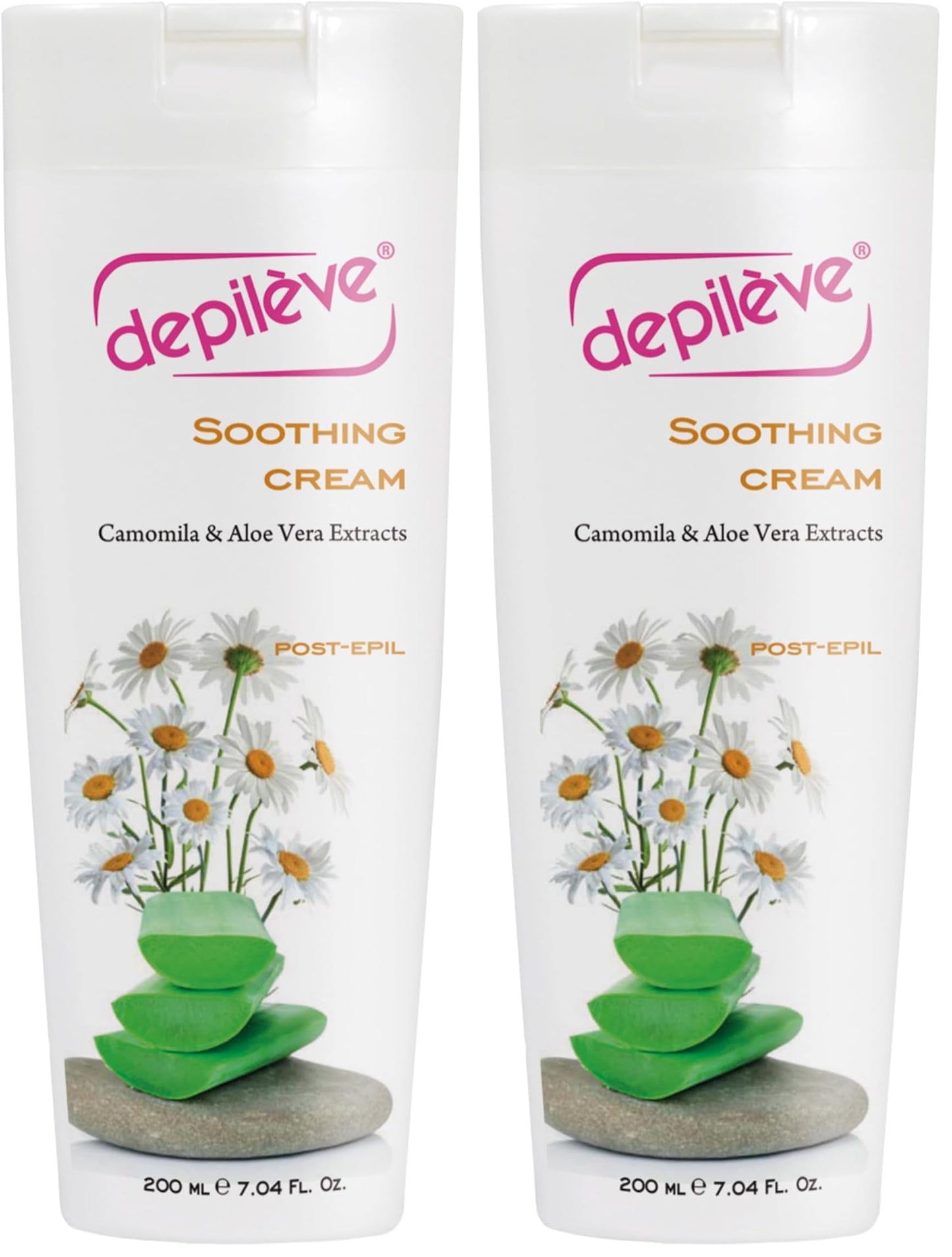 Depileve Soothing Cream - Post-Wax Lotion with Aloe Vera, Chamomile & Zinc Oxide | Calming, Light Coverage (Pack of 2)
