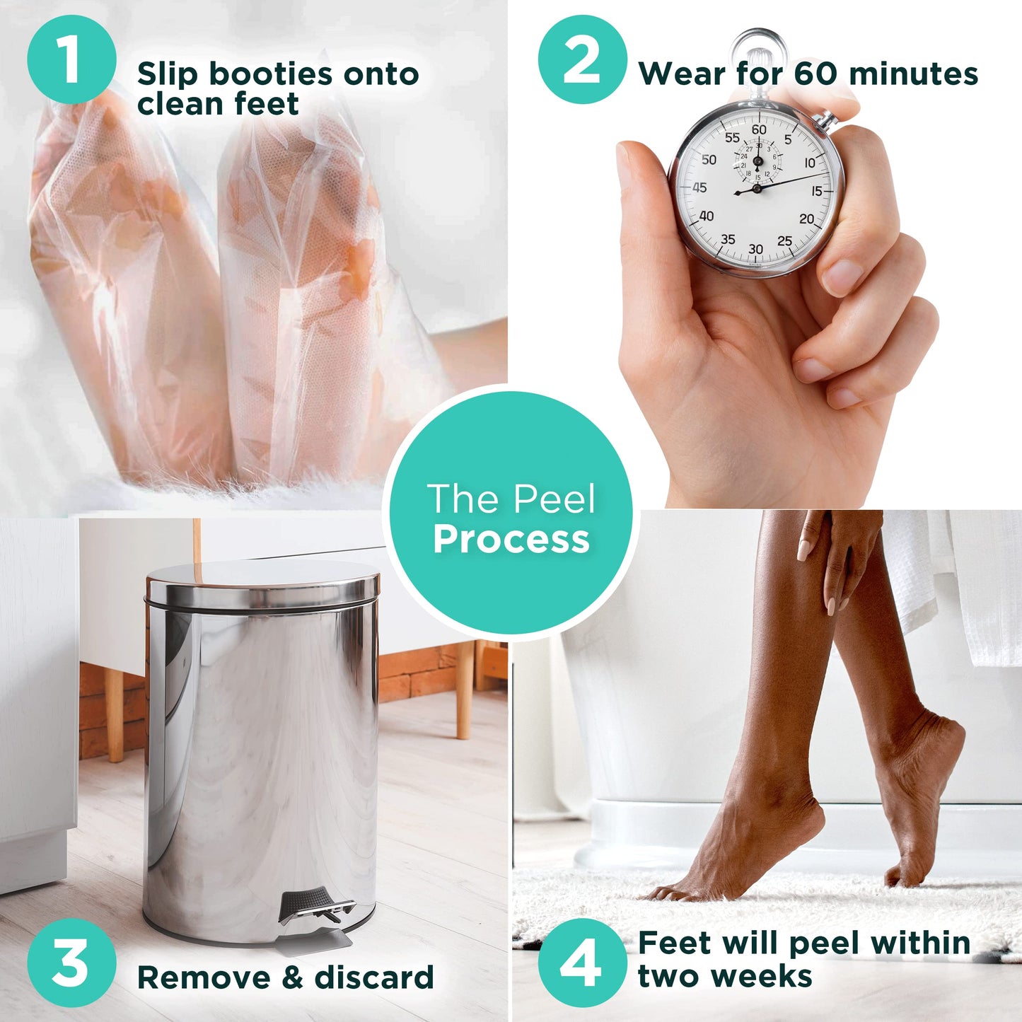 DERMORA Foot Peel Mask | Exfoliating Foot Masks for Soft Feet | Pack of 4 | Original Scent