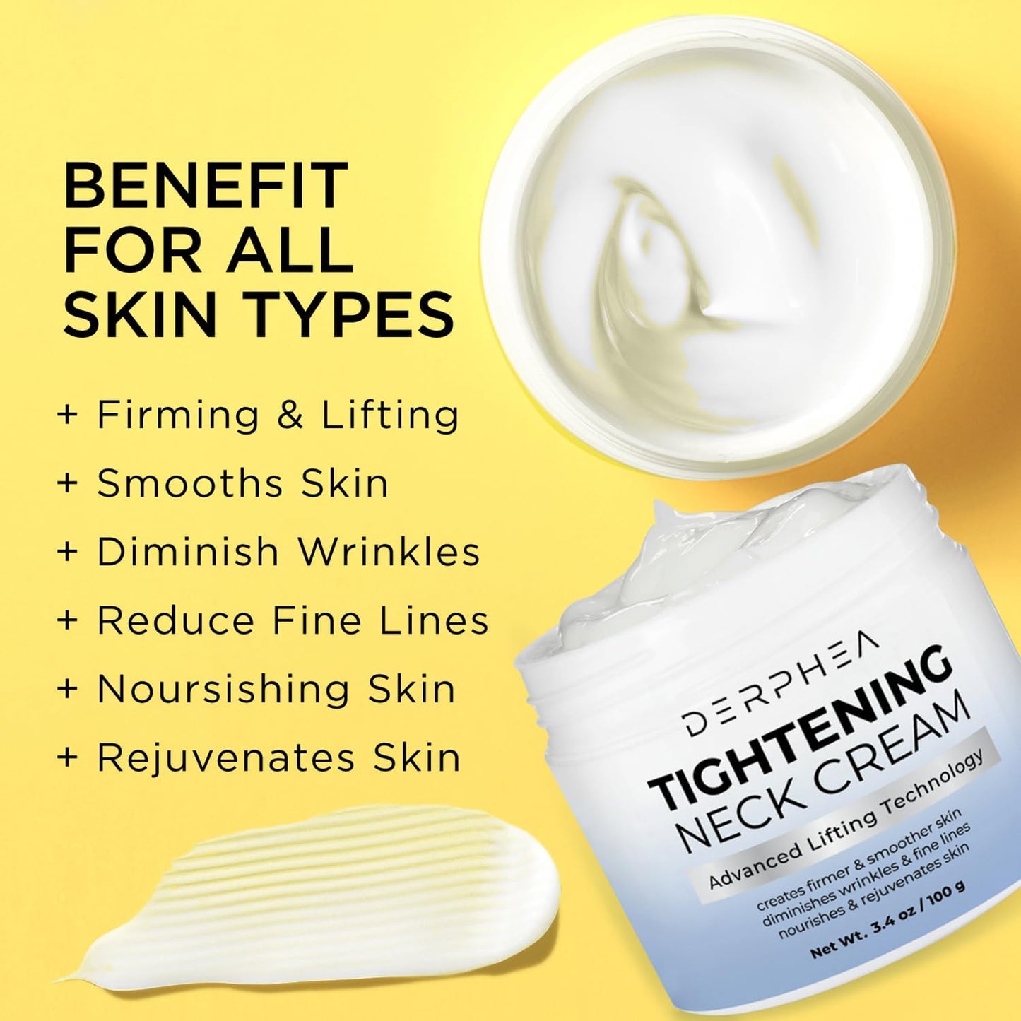 DERPHEA Neck Cream for Tightening & Firming – Advanced Neck Lift, 3.4 oz