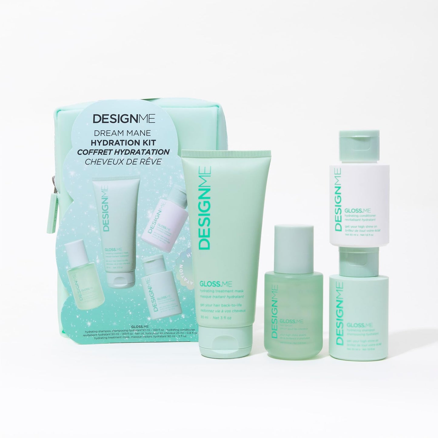 DESIGNME GLOSS.ME Hydration Kit – Argan Oil Shampoo, Conditioner, Mask & Hair Oil | Anti-Frizz & Shine | Sulfate-Free Holiday Set