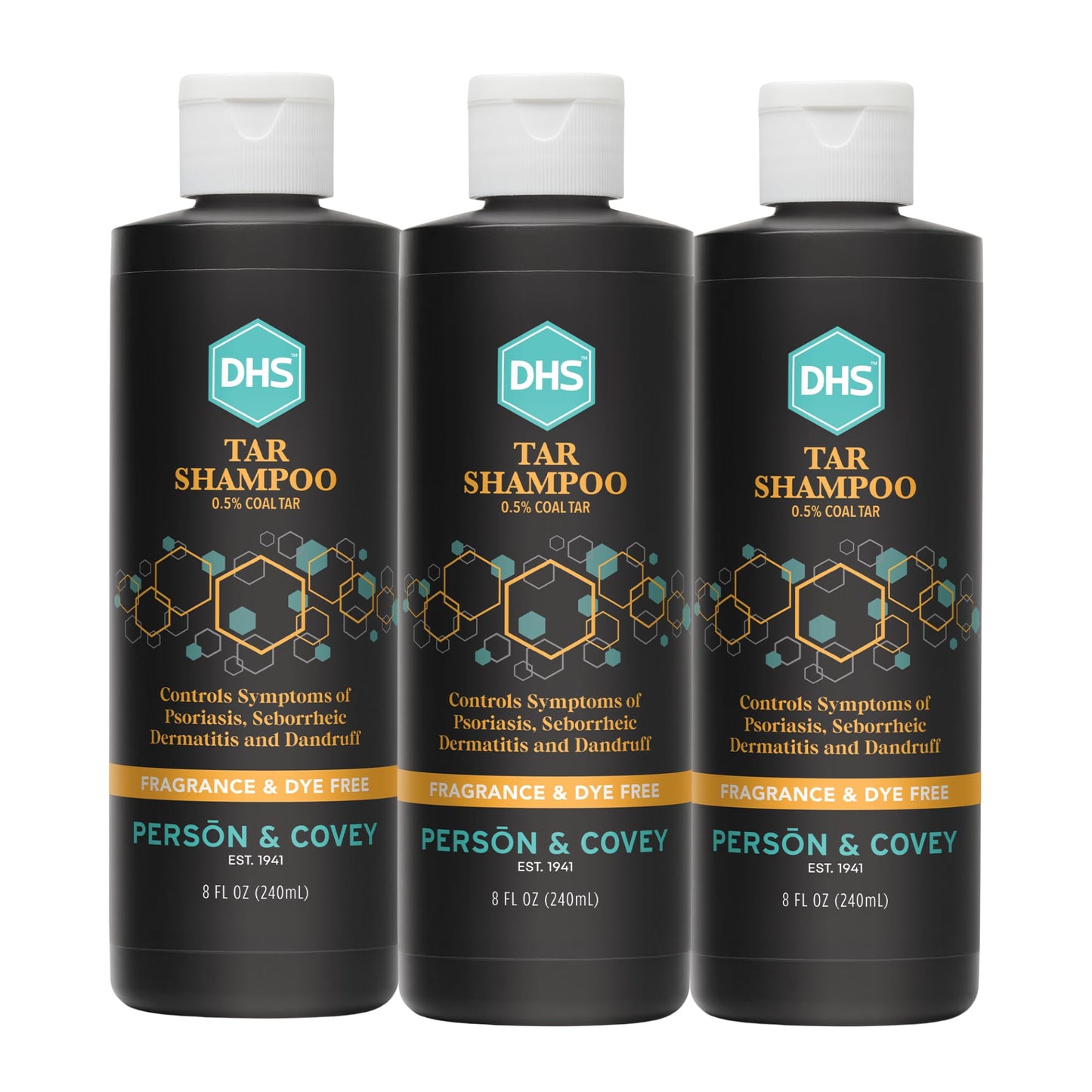 DHS Coal Tar Shampoo – Dandruff & Itchy Scalp Care for Men & Women, Unscented, 8 oz (Pack of 3)