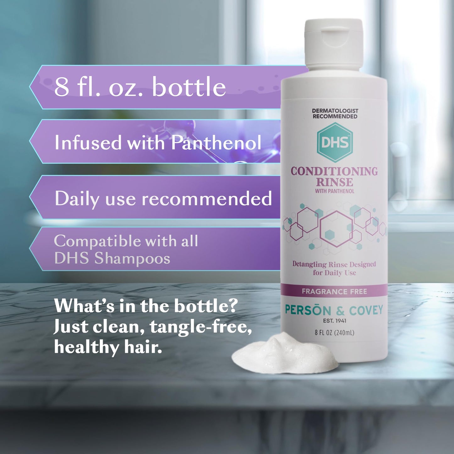 DHS Conditioning Rinse Moisturizing Conditioner – Hydrating Detangler for Dry, Damaged, or Oily Hair (2 x 8 oz)