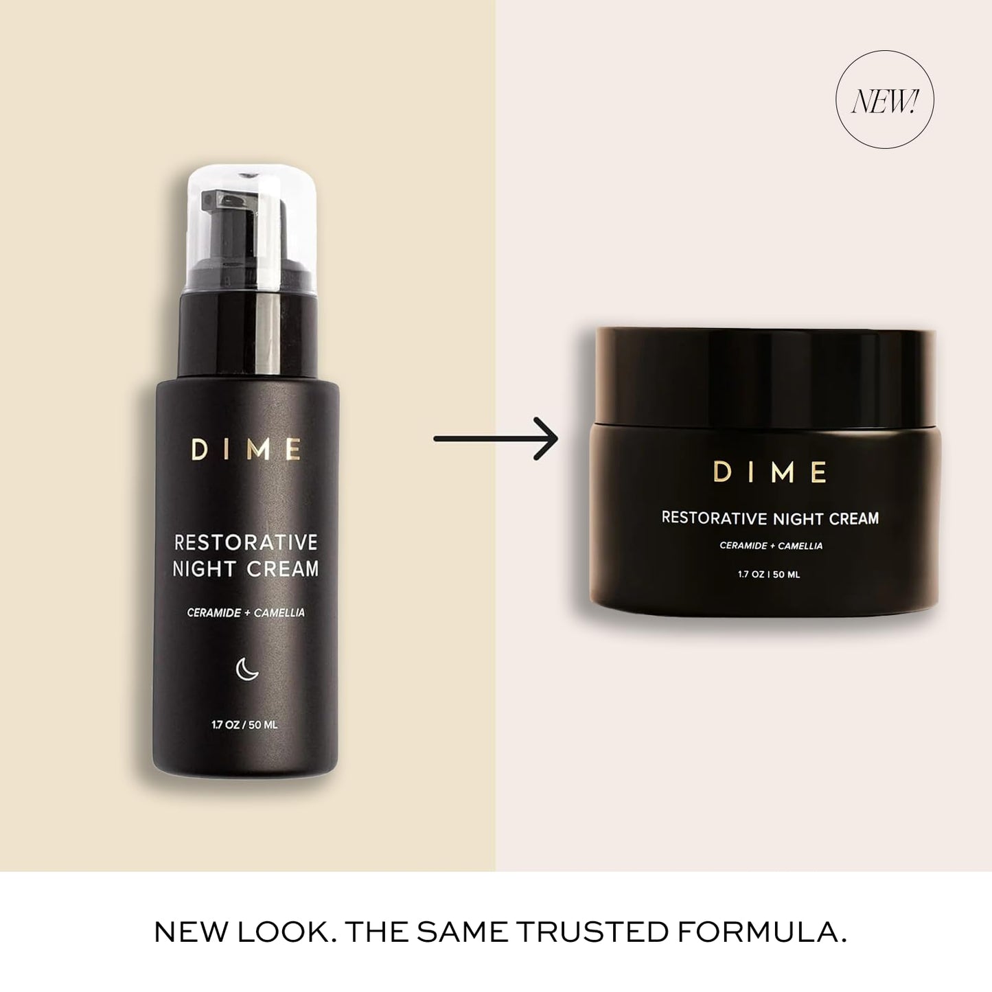 DIME Beauty Restorative Night Cream | Ceramides & Sea Buckthorn | 1.7 oz / 50 ml in Pump