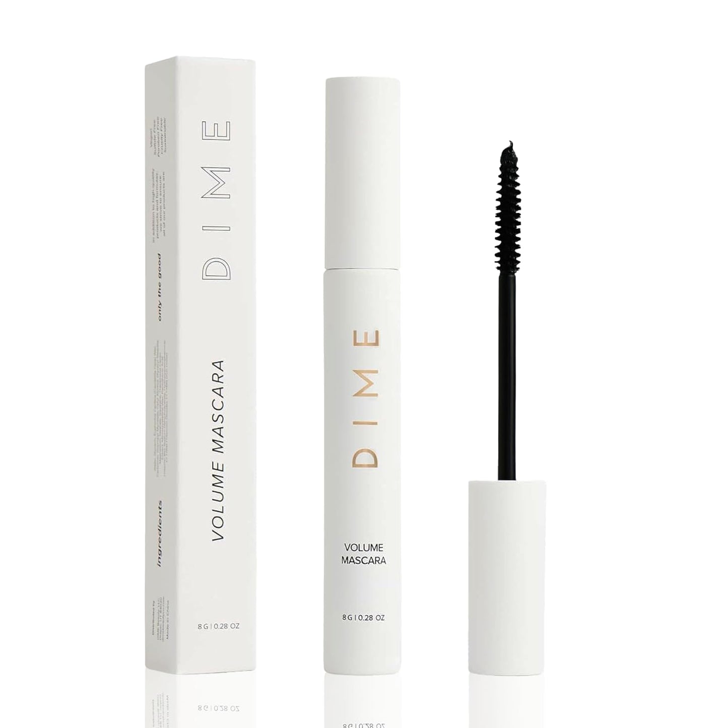 DIME Beauty Volume Mascara – Smudge-Proof Tubing Mascara for Fuller, Thicker Lashes, Black 0.28 oz / 8 g
