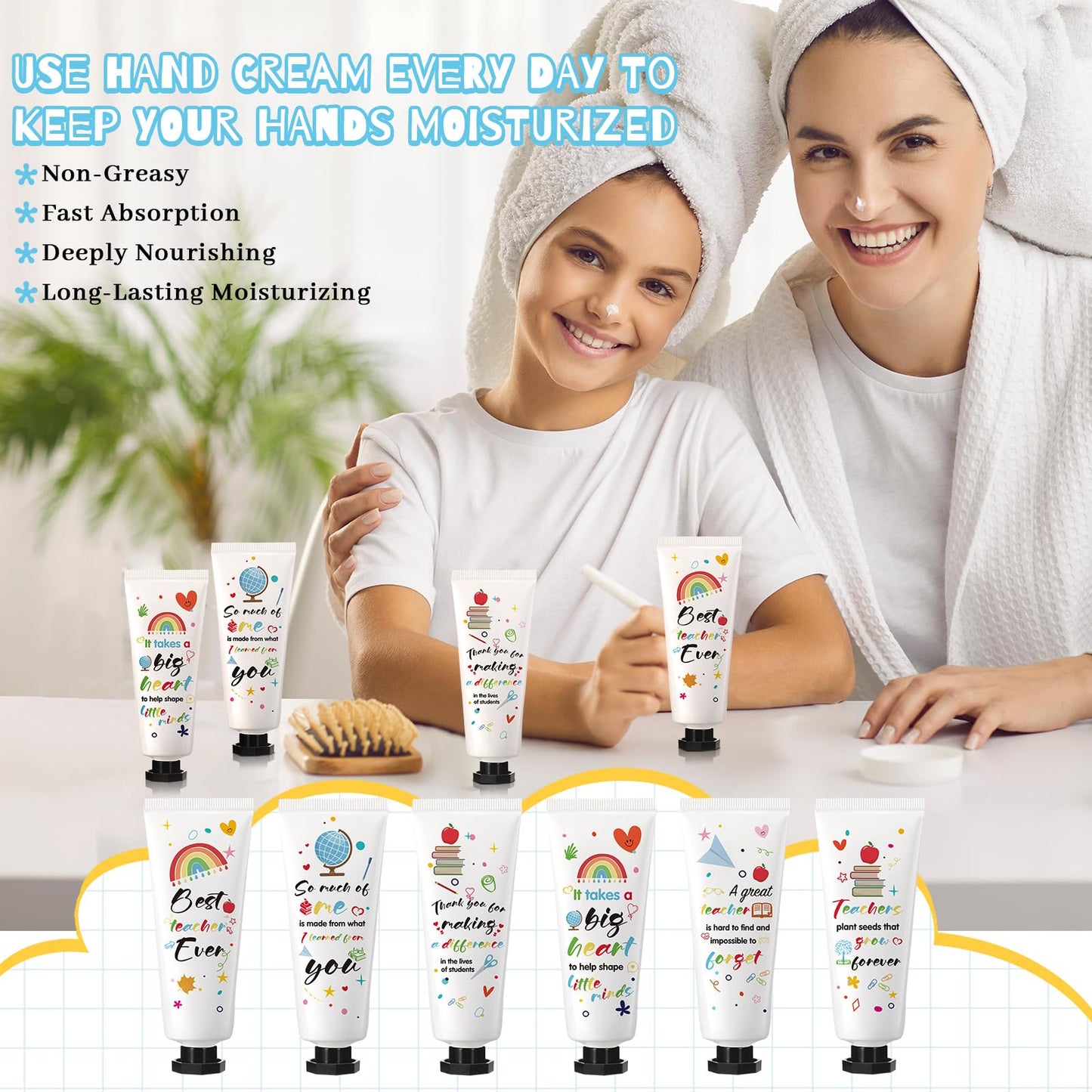 Dimsile 72-Piece Teacher Appreciation Hand Cream Set – Moisturizing Hand Lotion with Cards & Organza Bags