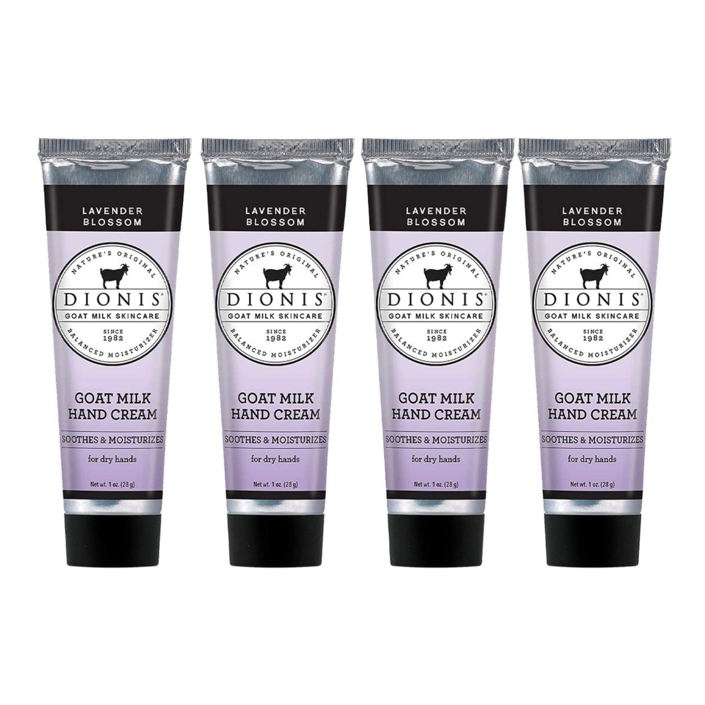 Dionis Goat Milk Hand Cream Set Lavender Blossom – Travel-Size, Cruelty-Free, Paraben-Free, USA Made (4 x 1 oz)